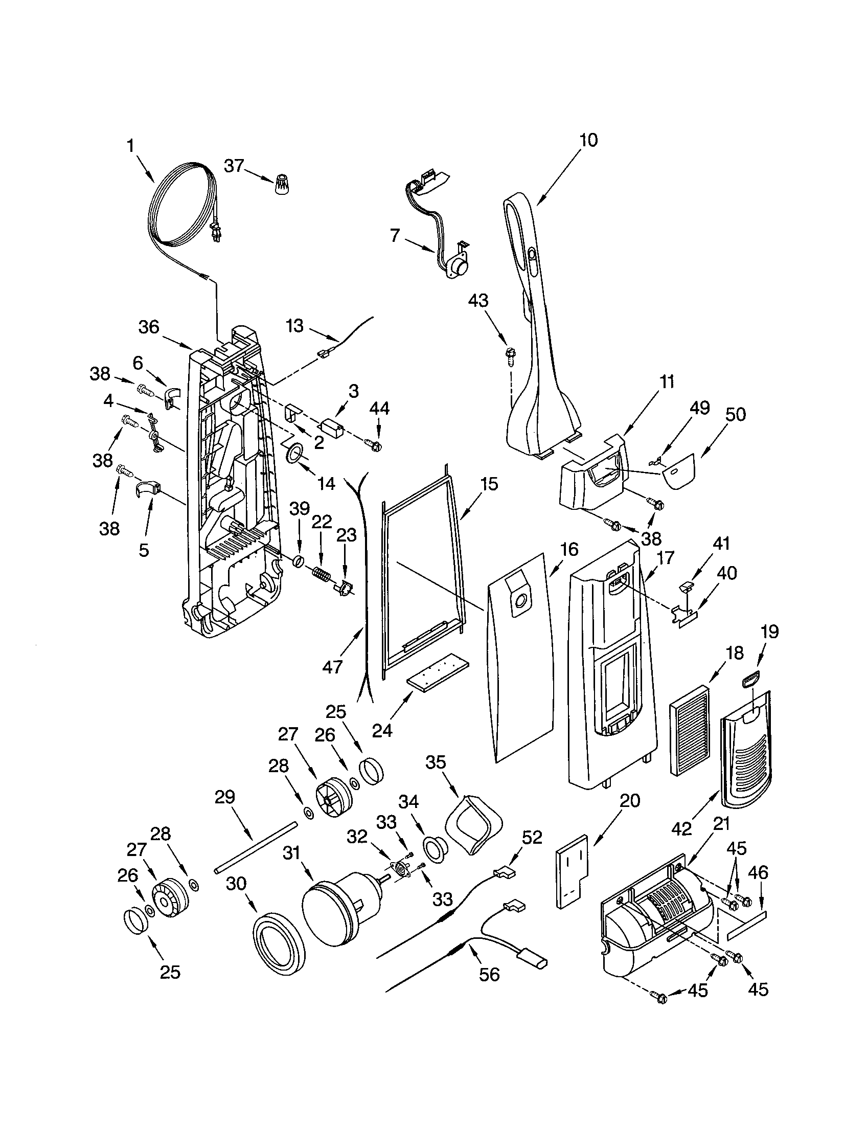 Kenmore 11633612301 dust compartment and motor diagram