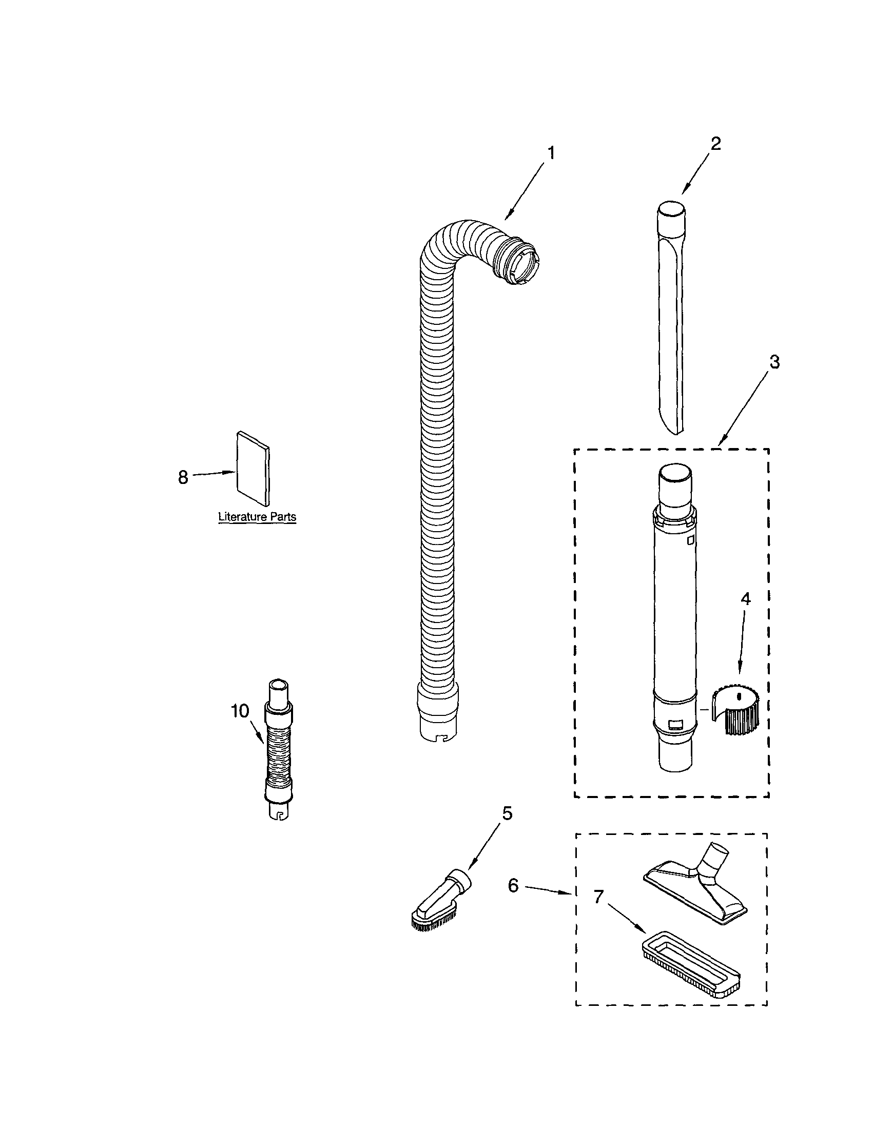 Kenmore 11633612301 hose and attachments diagram