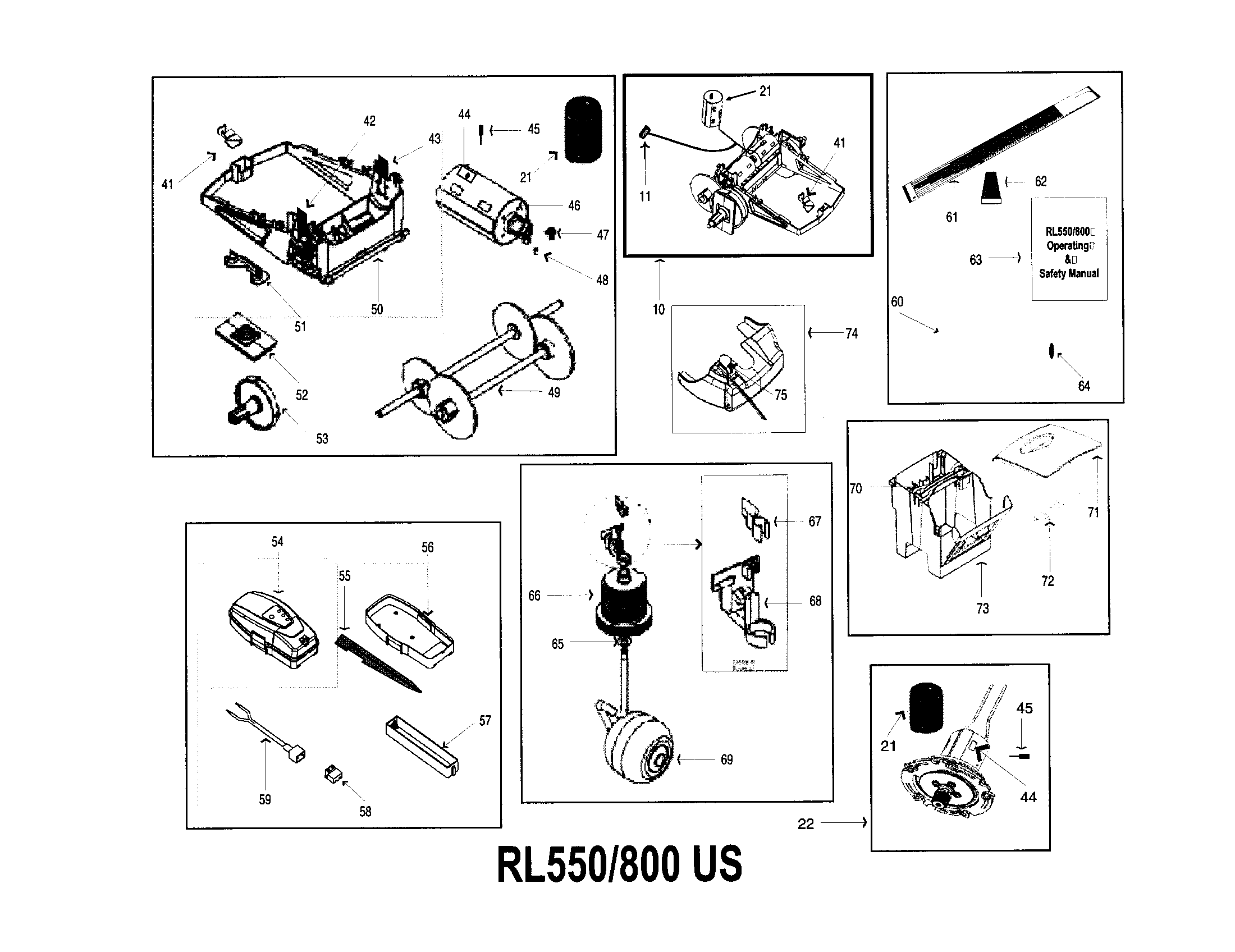 Robomower RL550 odometer board/gearcase-complete diagram
