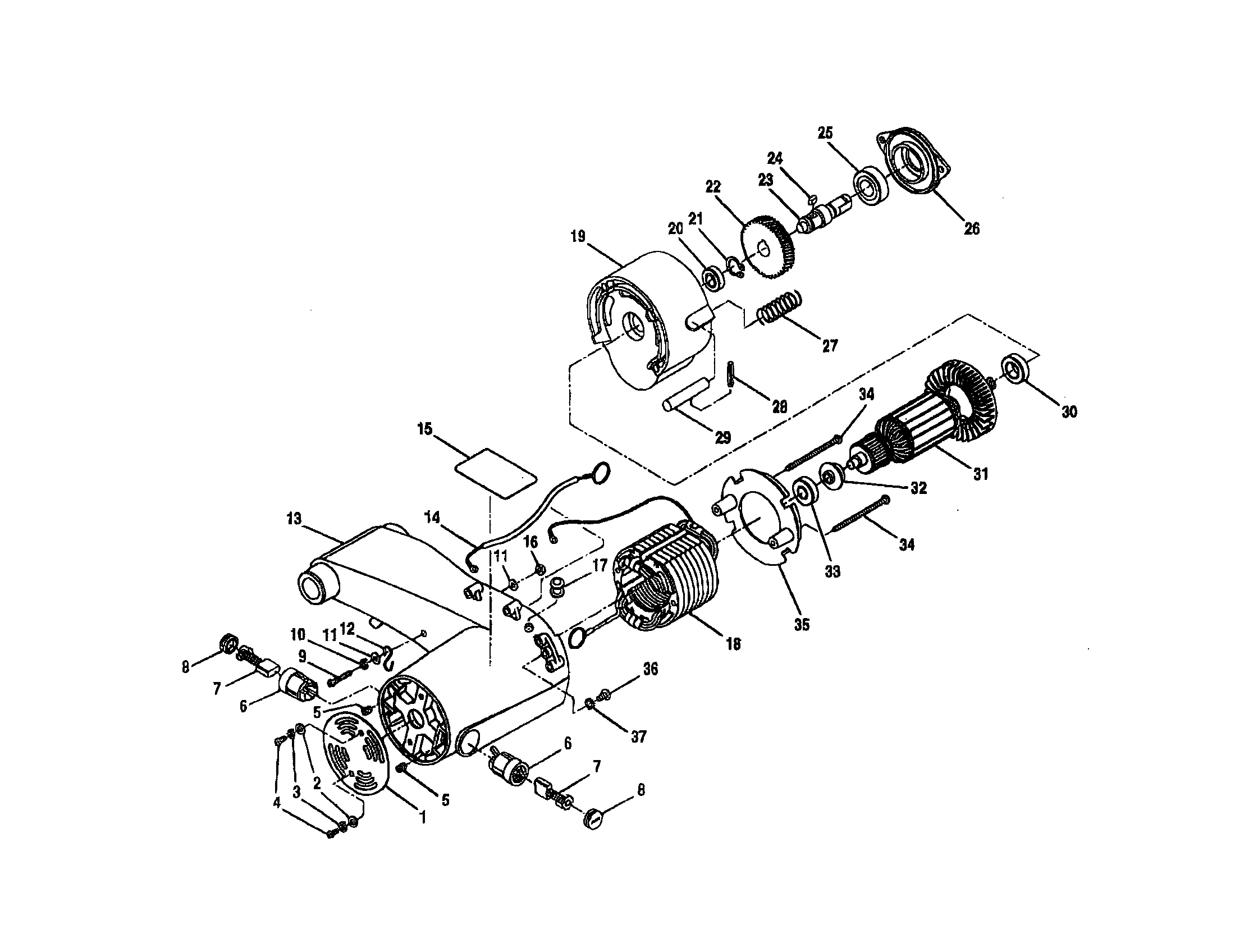 Ryobi C357 gear case/motor housing diagram