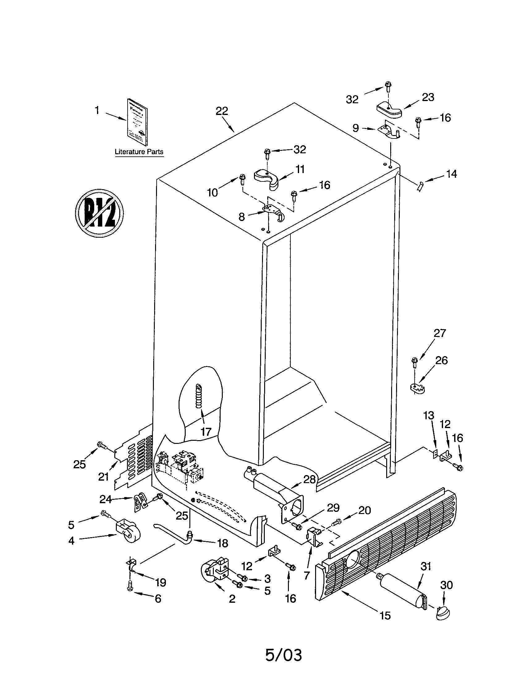 Kenmore 10653259200 cabinet diagram