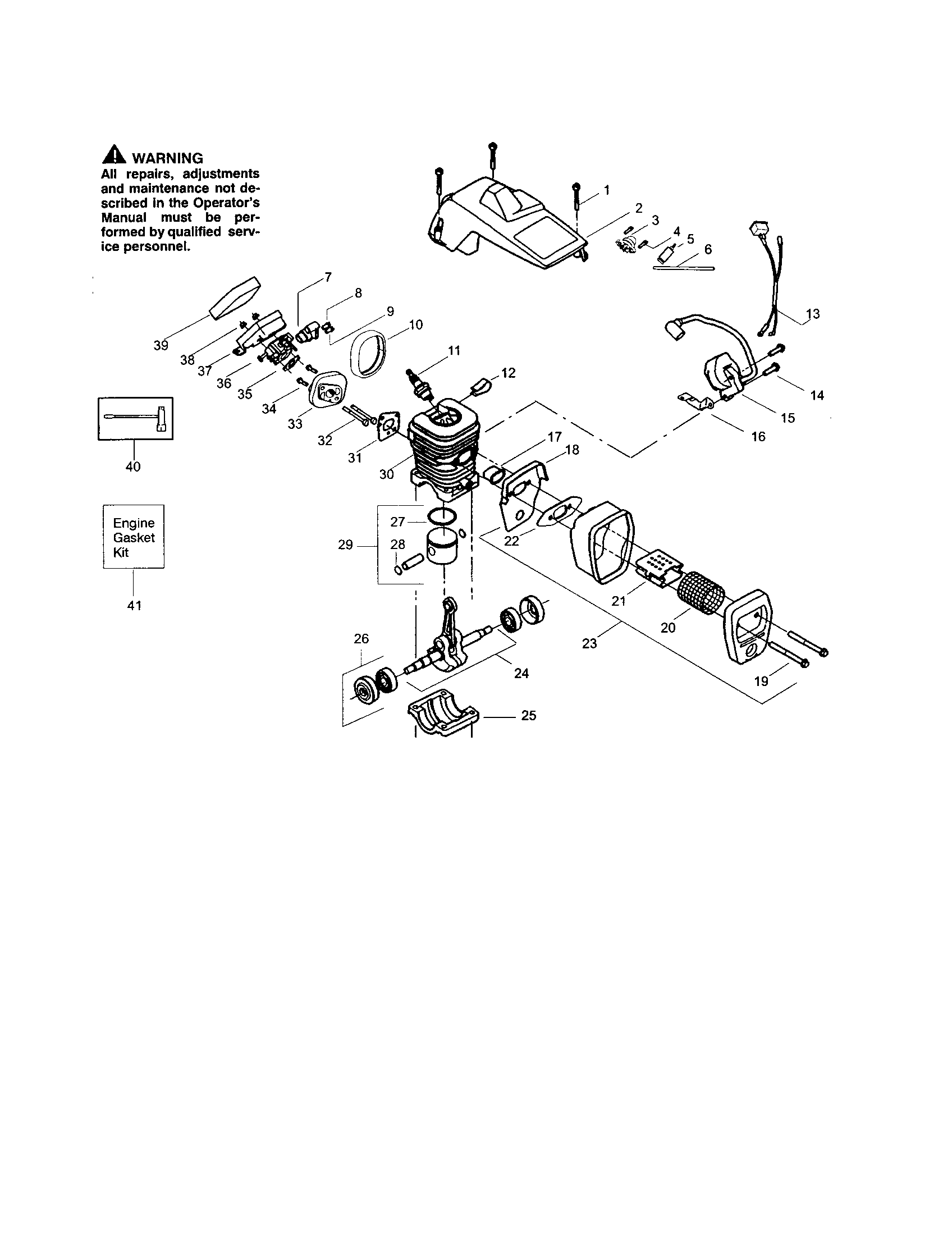 Poulan 221 TYPE 1-3 crankshaft/shield/cylinder diagram
