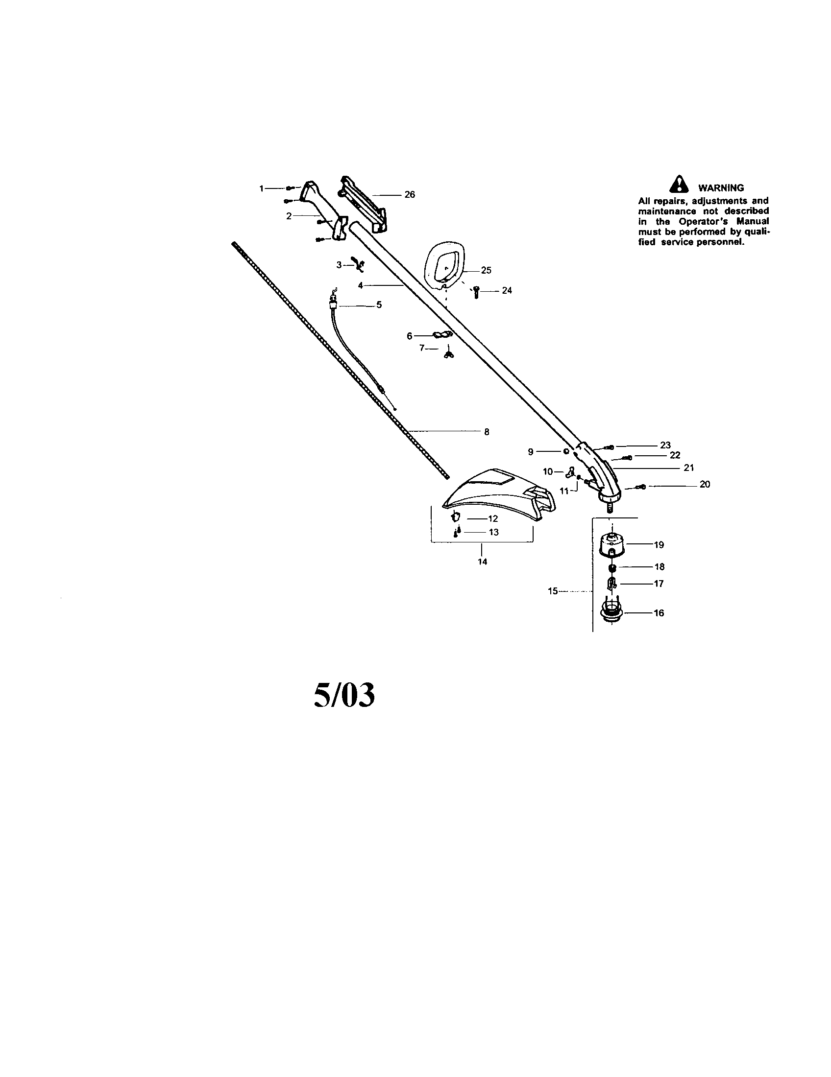 Craftsman 358795521 driveshaft/handle/shield diagram