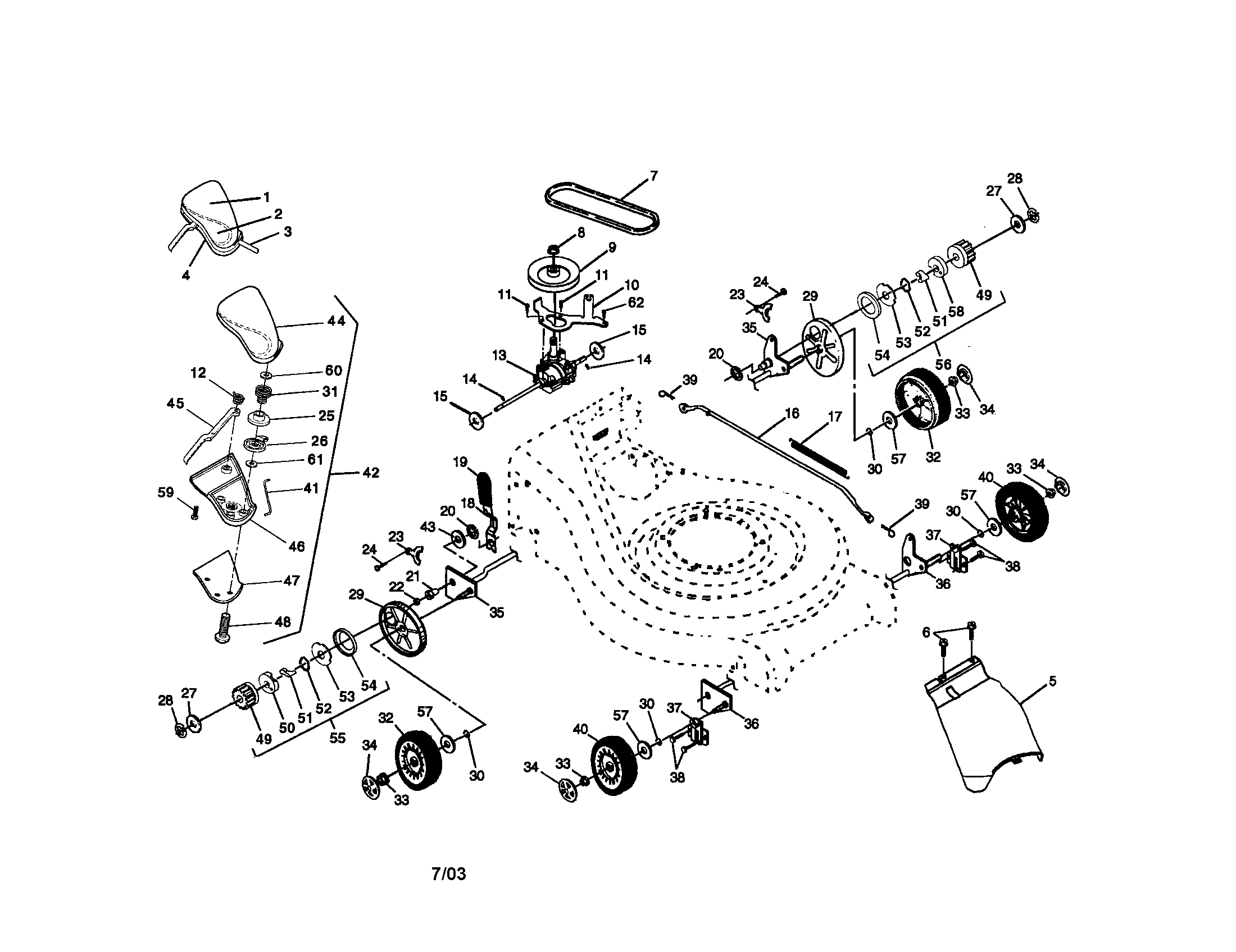Craftsman 917377662 wheels/tires/v-belt diagram