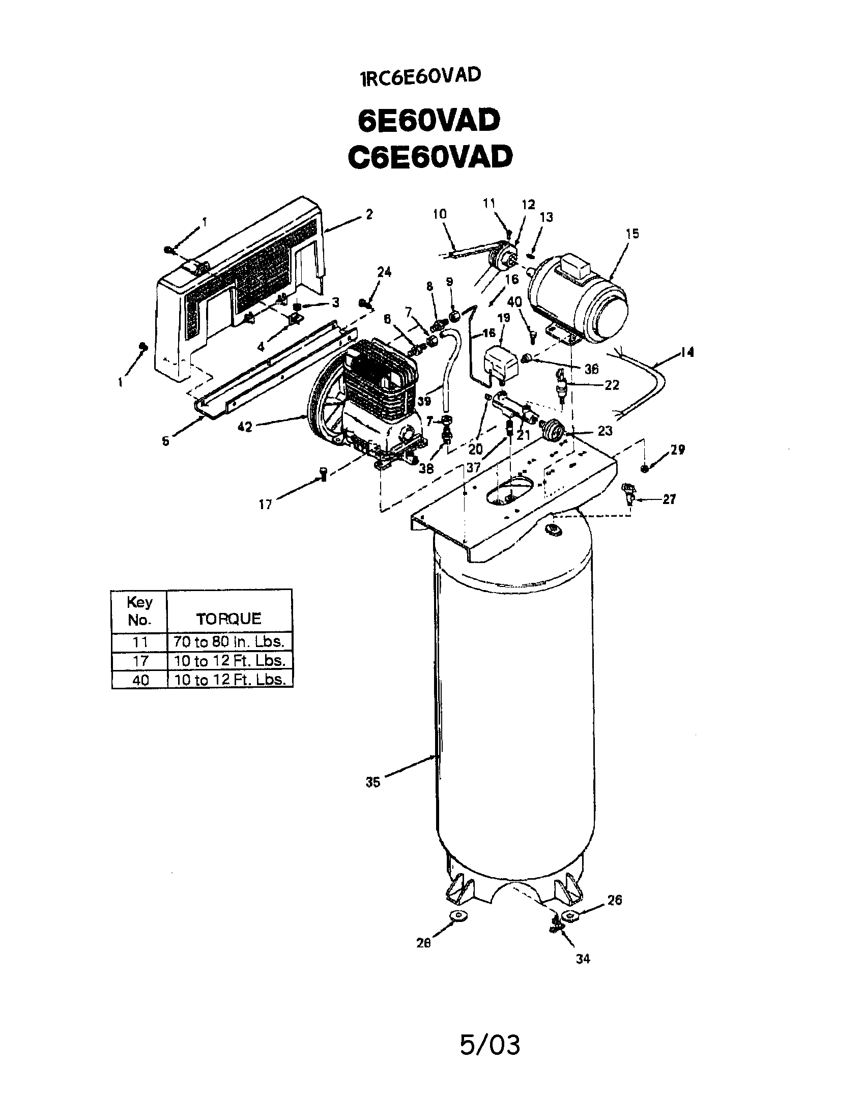 Devilbiss C6E60VAD tank/compressor pump diagram