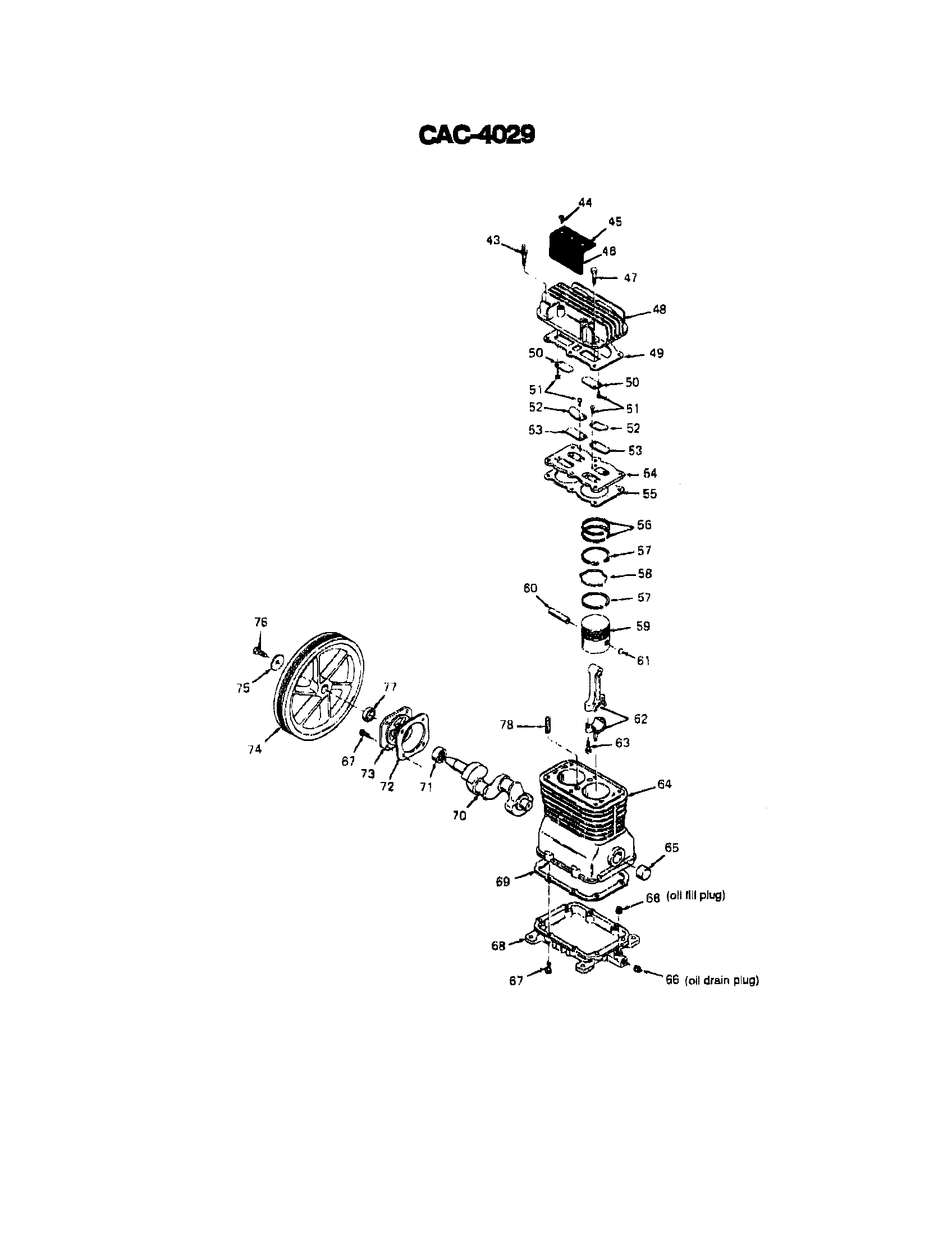 Devilbiss C6E60VAD crankcase and cylinder diagram