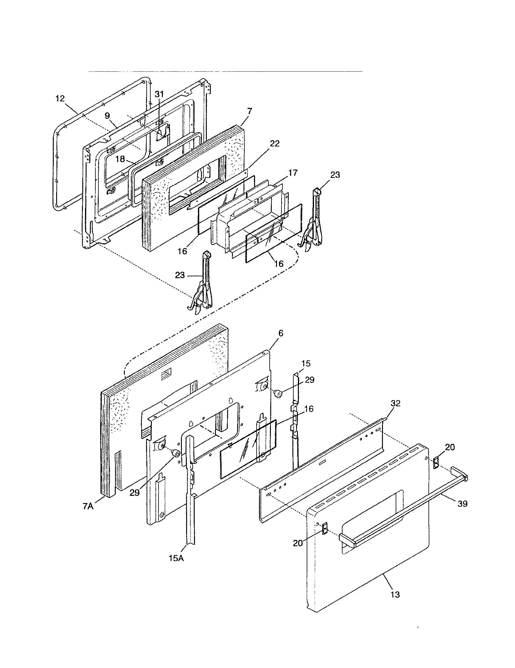 Frigidaire FEF455WCBA door diagram
