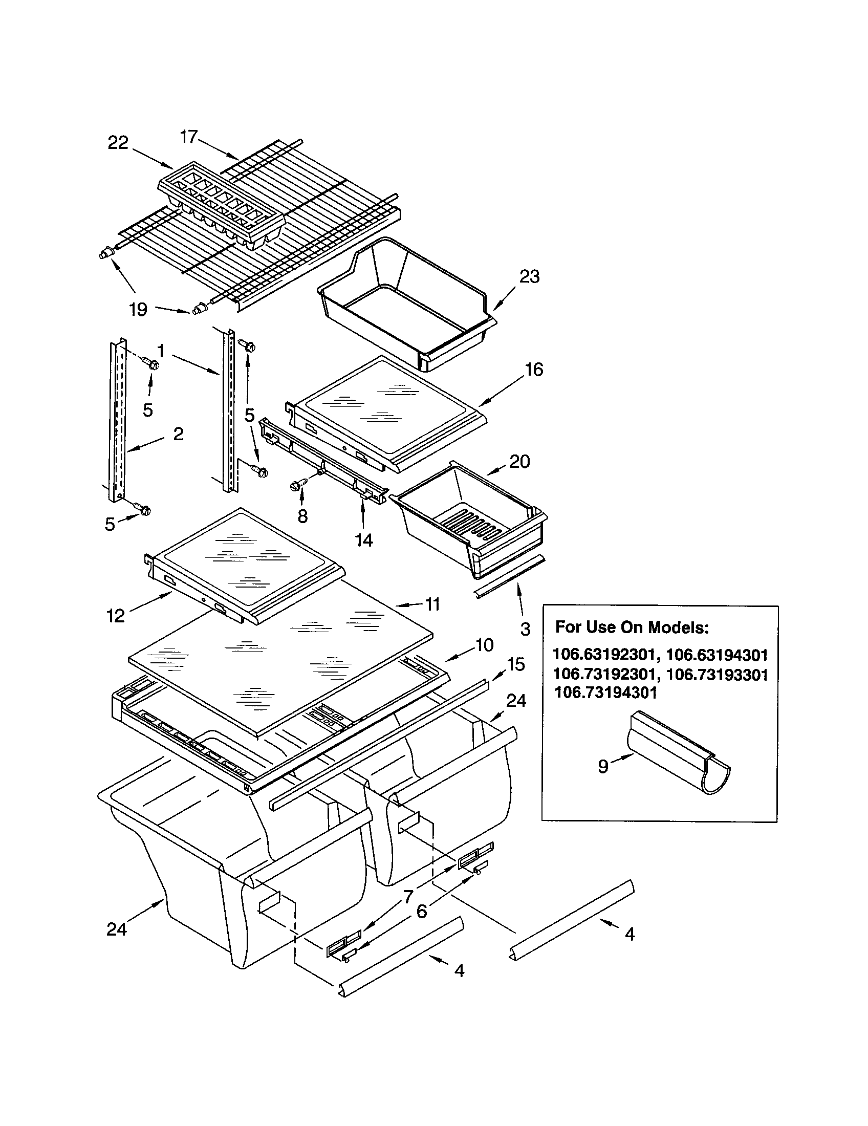 Kenmore 10673183301 shelf diagram