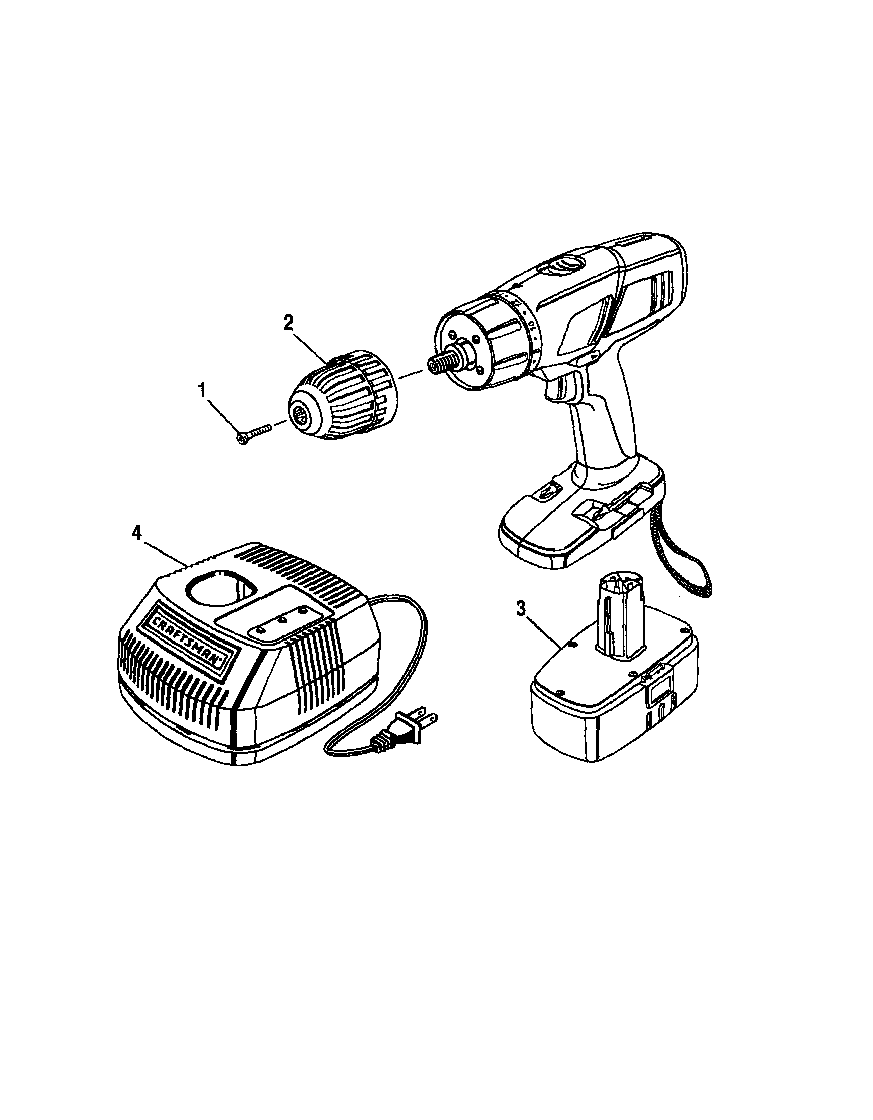 Craftsman 315114480 batter pack/charger/chuck diagram