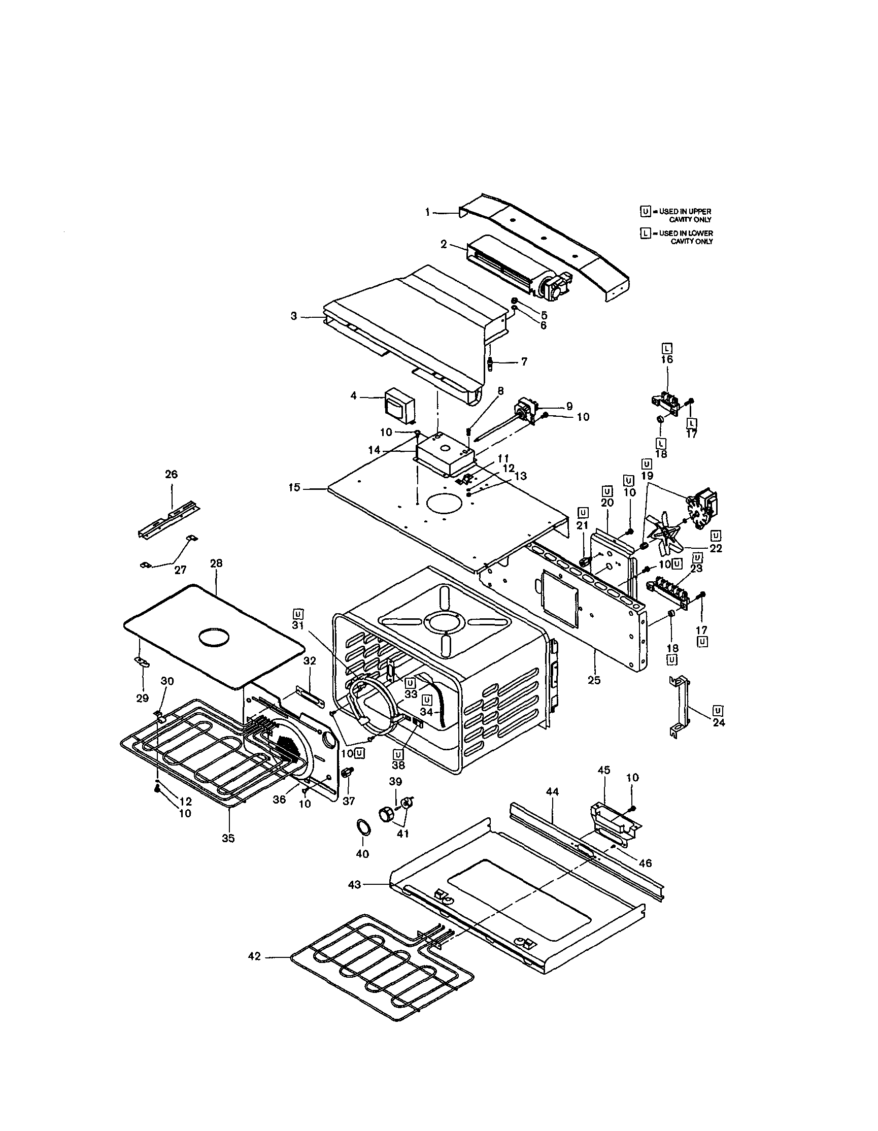 Bosch HBN656AUC cavity, upper and lower diagram