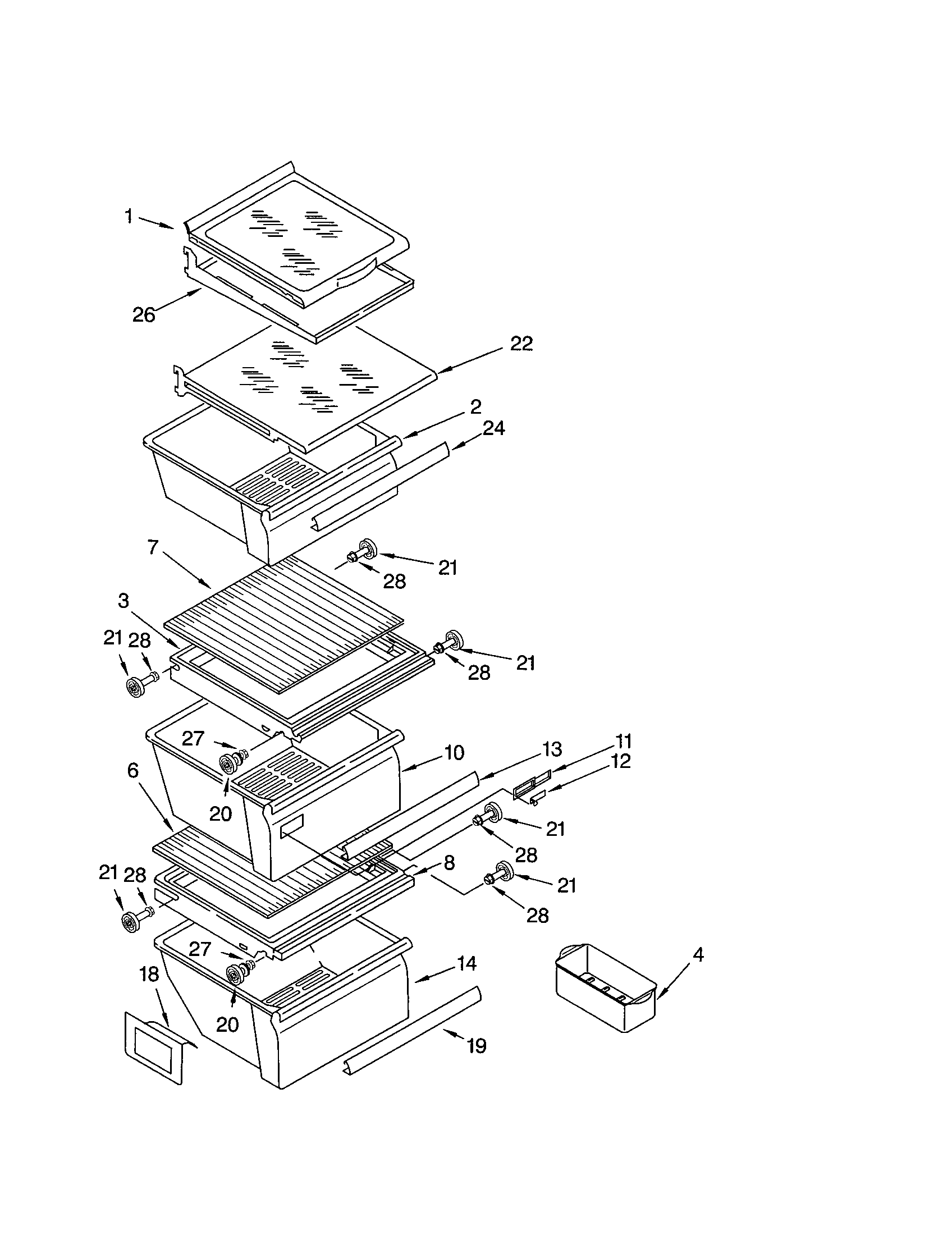 Kenmore 10653754200 refrigerator shelf diagram