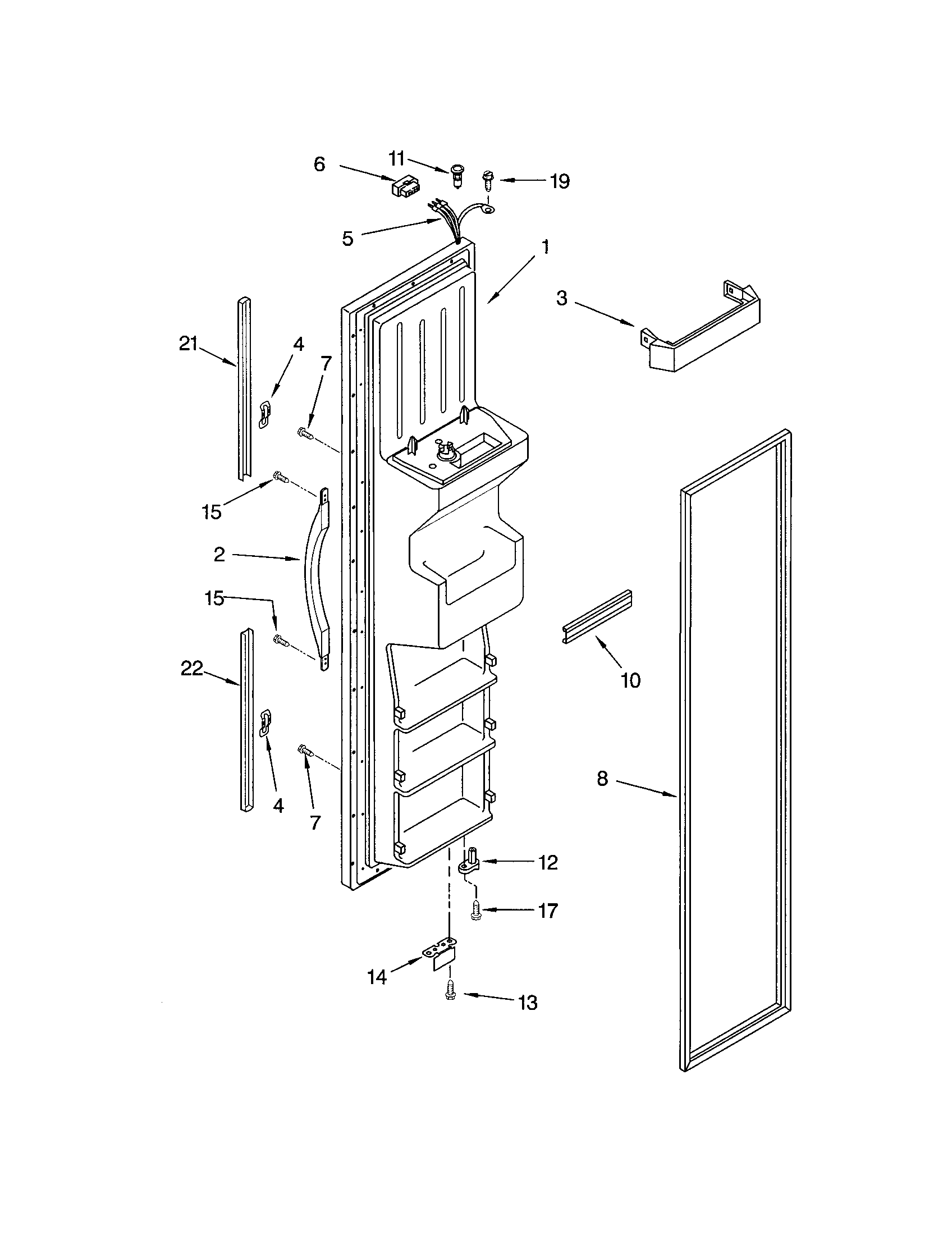 Kenmore 10653754200 freezer door diagram