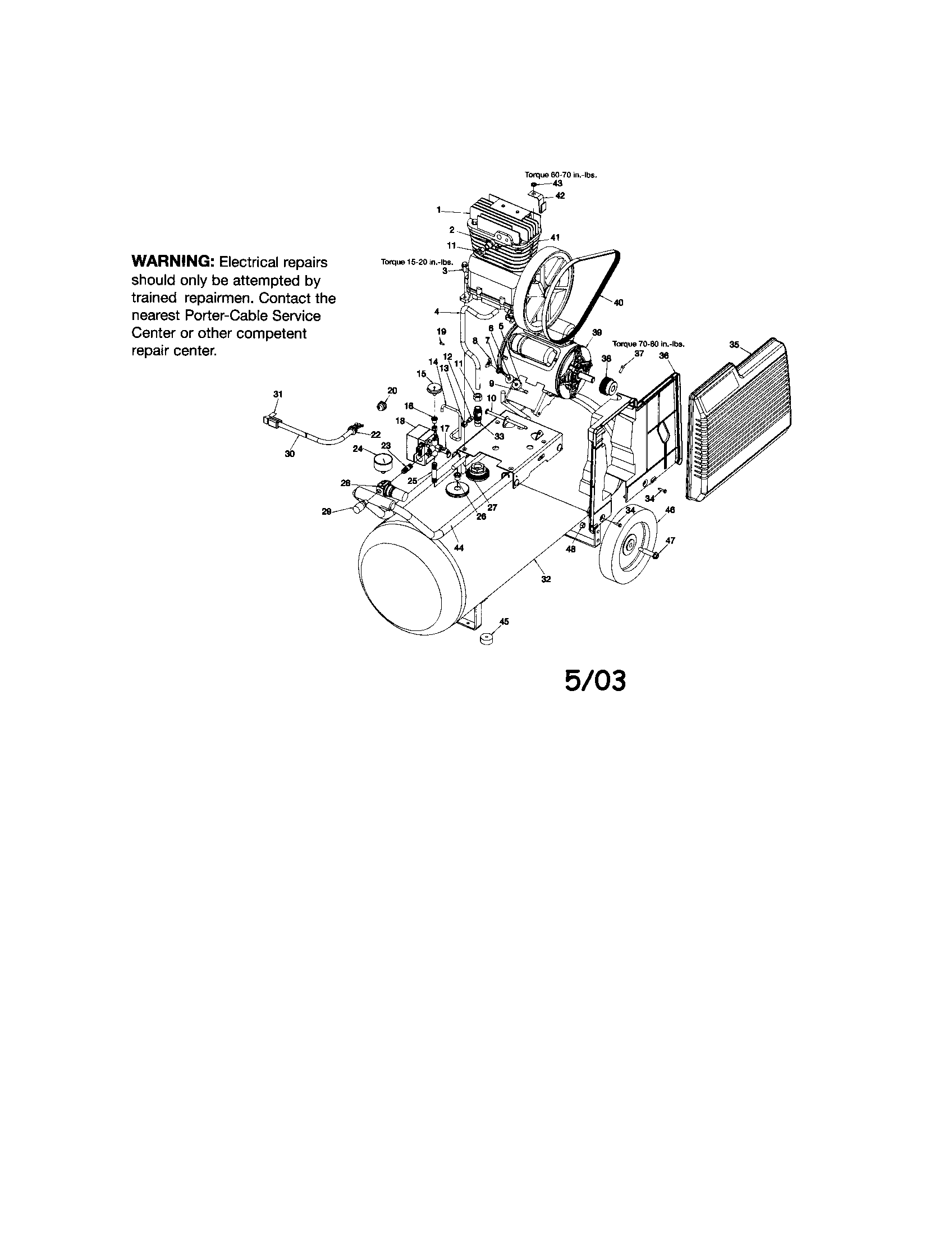 Porter Cable CPL6025 single-stage oillube compressor diagram