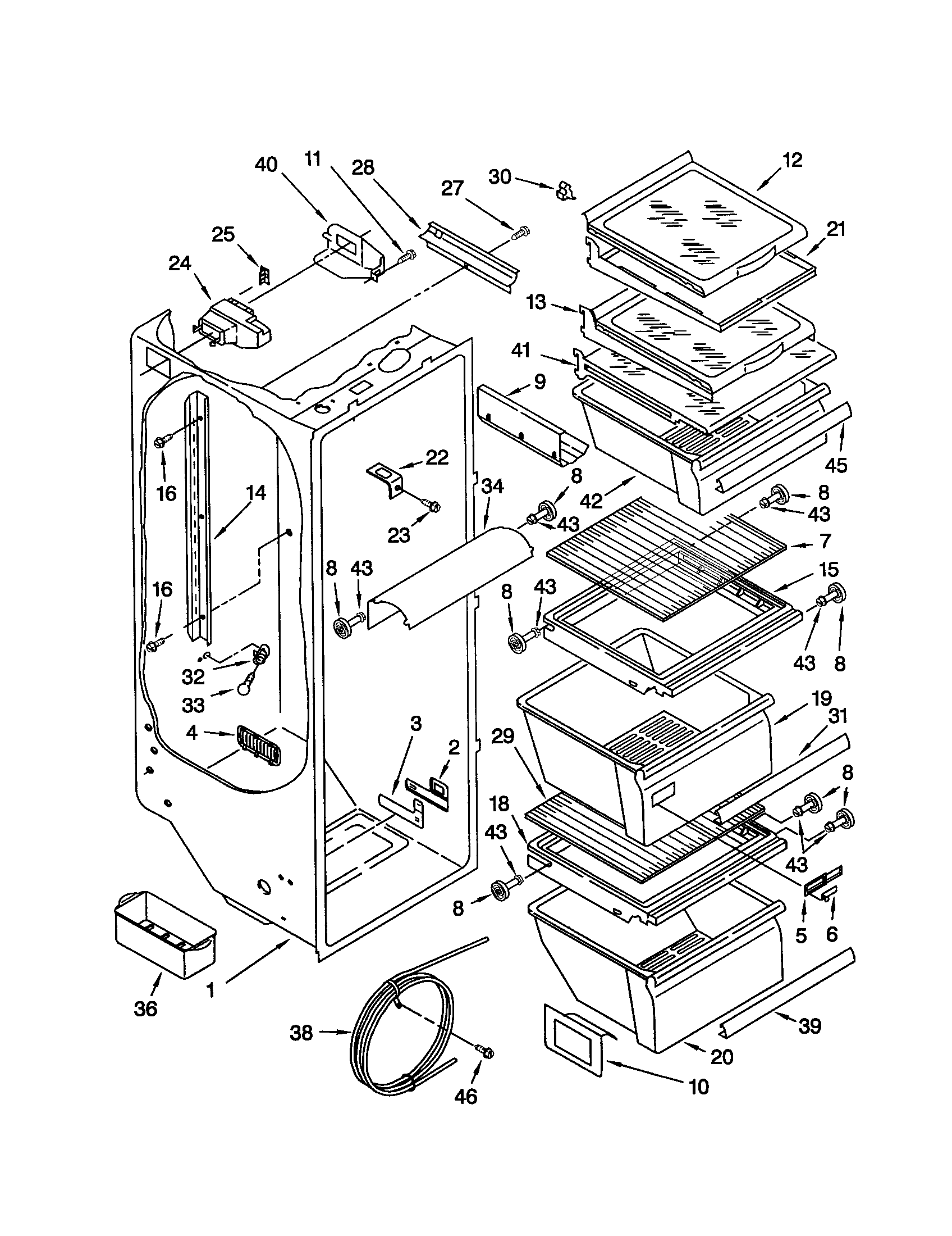 Kenmore 10652574201 refrigerator liner diagram