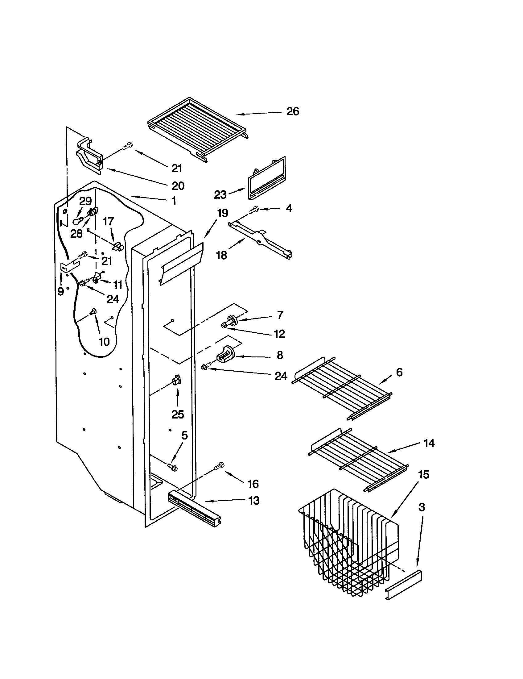 Kenmore 10652574201 freezer liner diagram