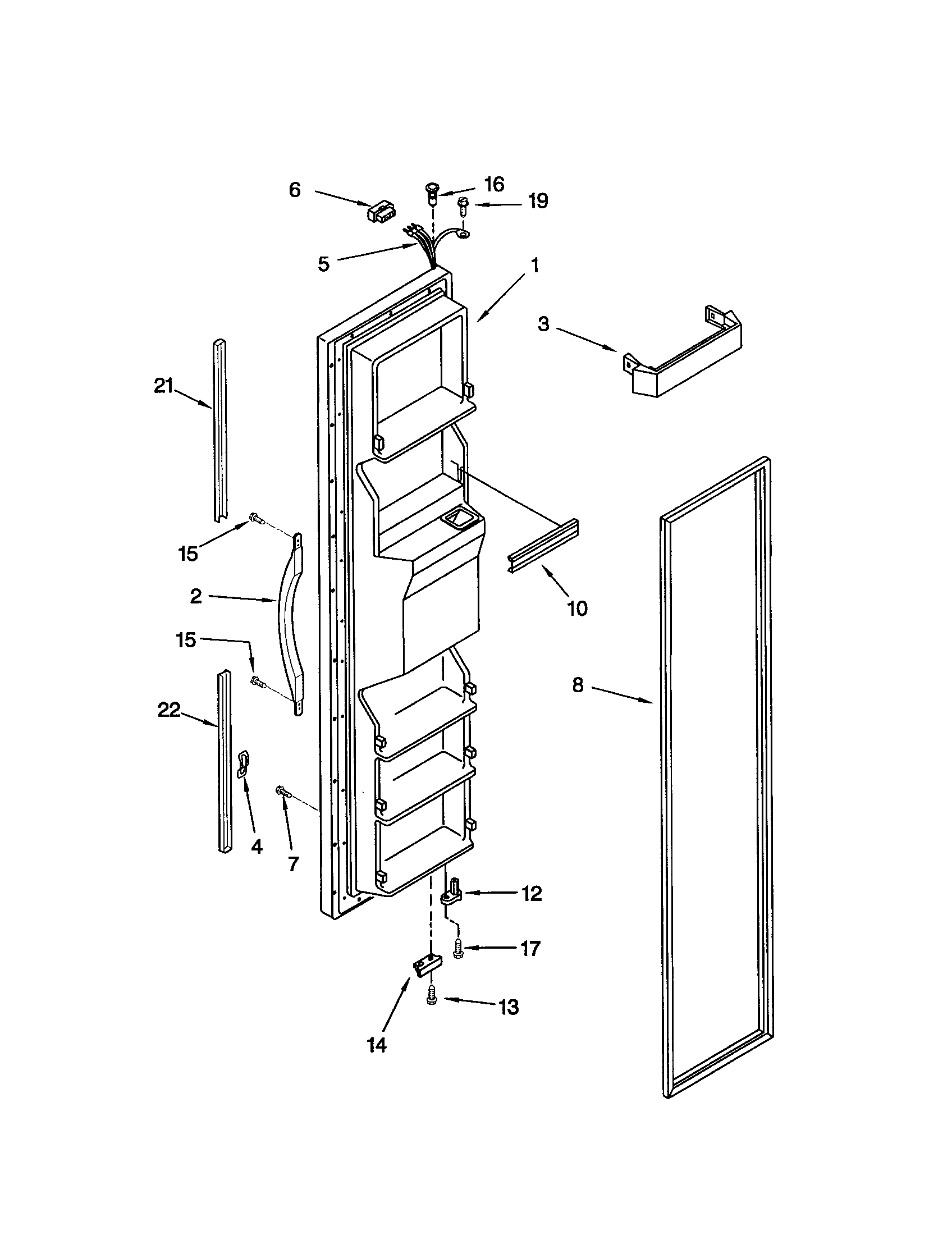 Kenmore 10652574201 freezer door diagram