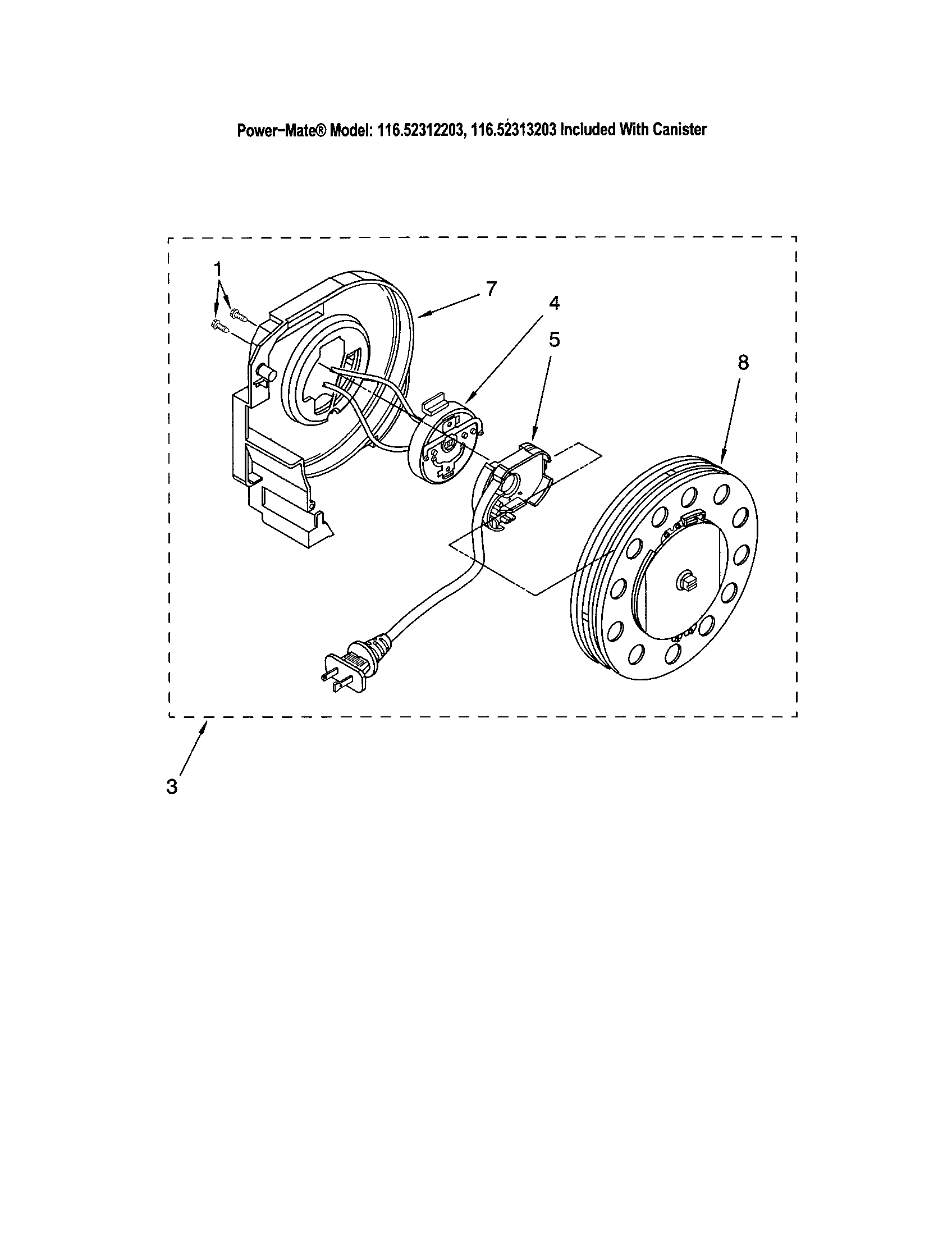 Kenmore 11622312203 power cord reel diagram