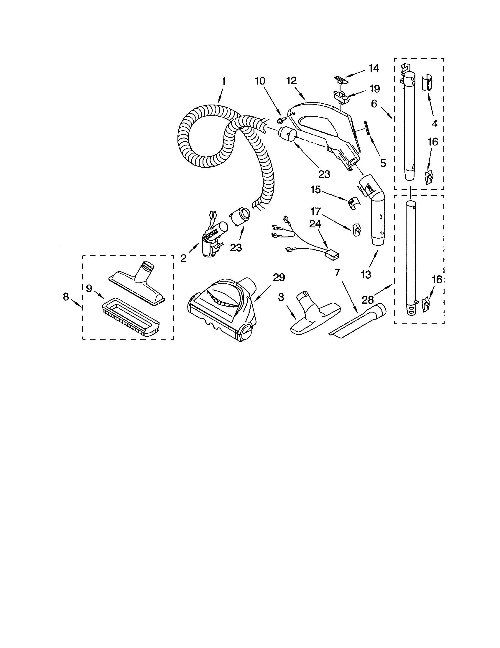 Kenmore 11622312204 hose and attachments diagram