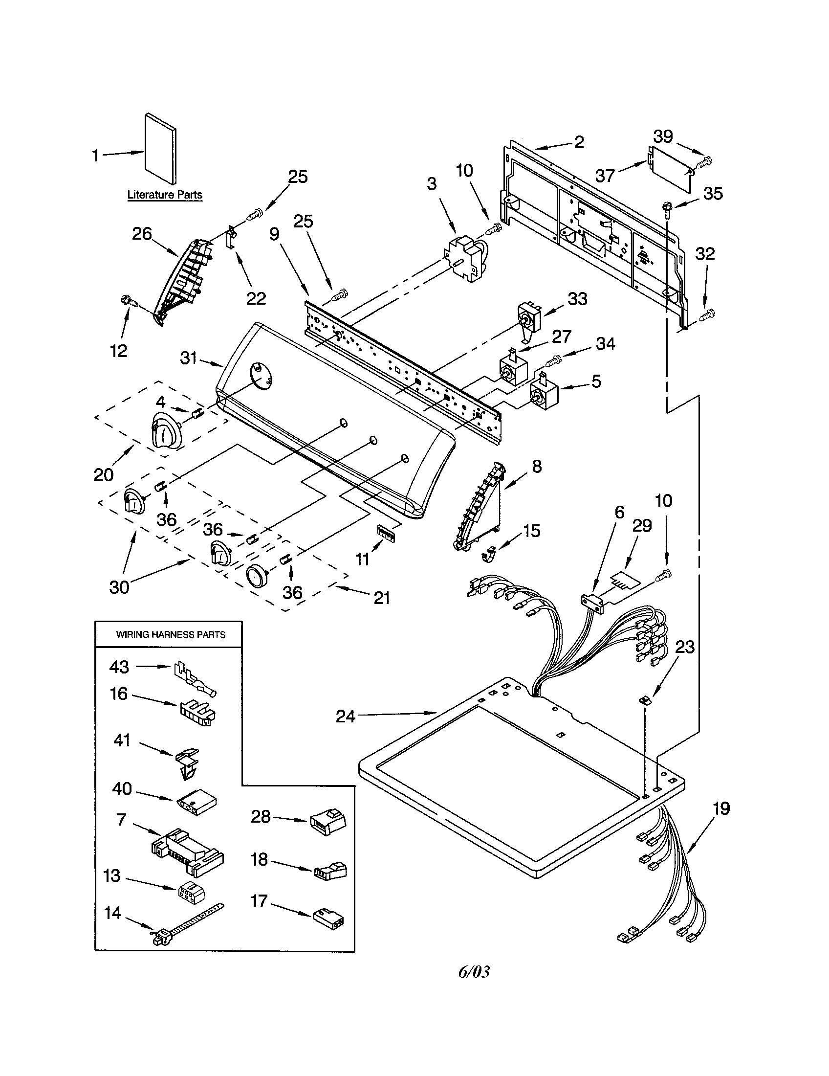 Kenmore 11074944300 top and console diagram