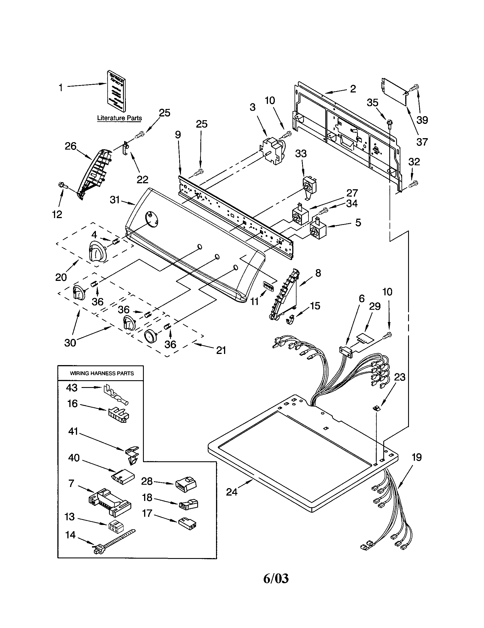Kenmore 11074952300 top and console diagram