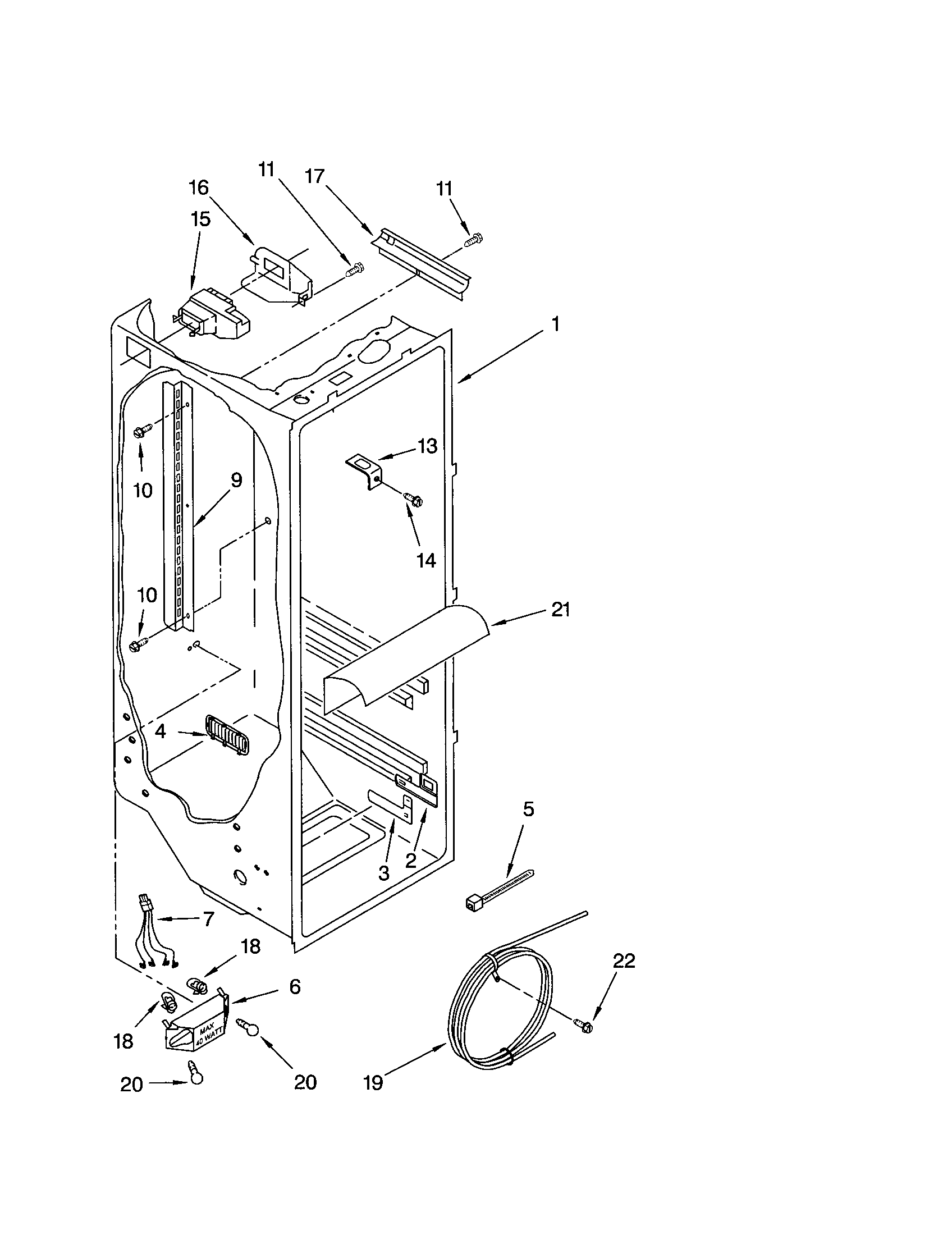 Kenmore 10651269105 refrigerator liner diagram