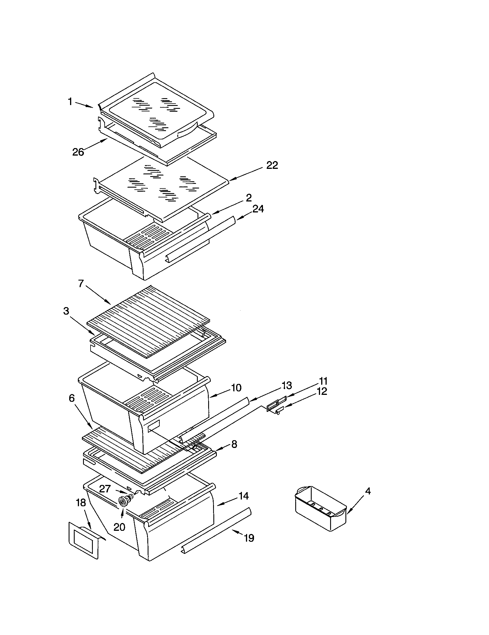 Kenmore 10651269105 refrigerator shelf diagram