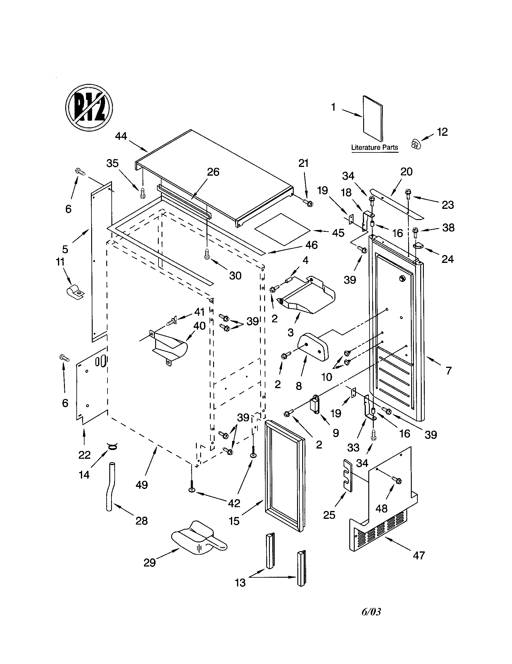 Kenmore 10689489995 cabinet liner and door diagram