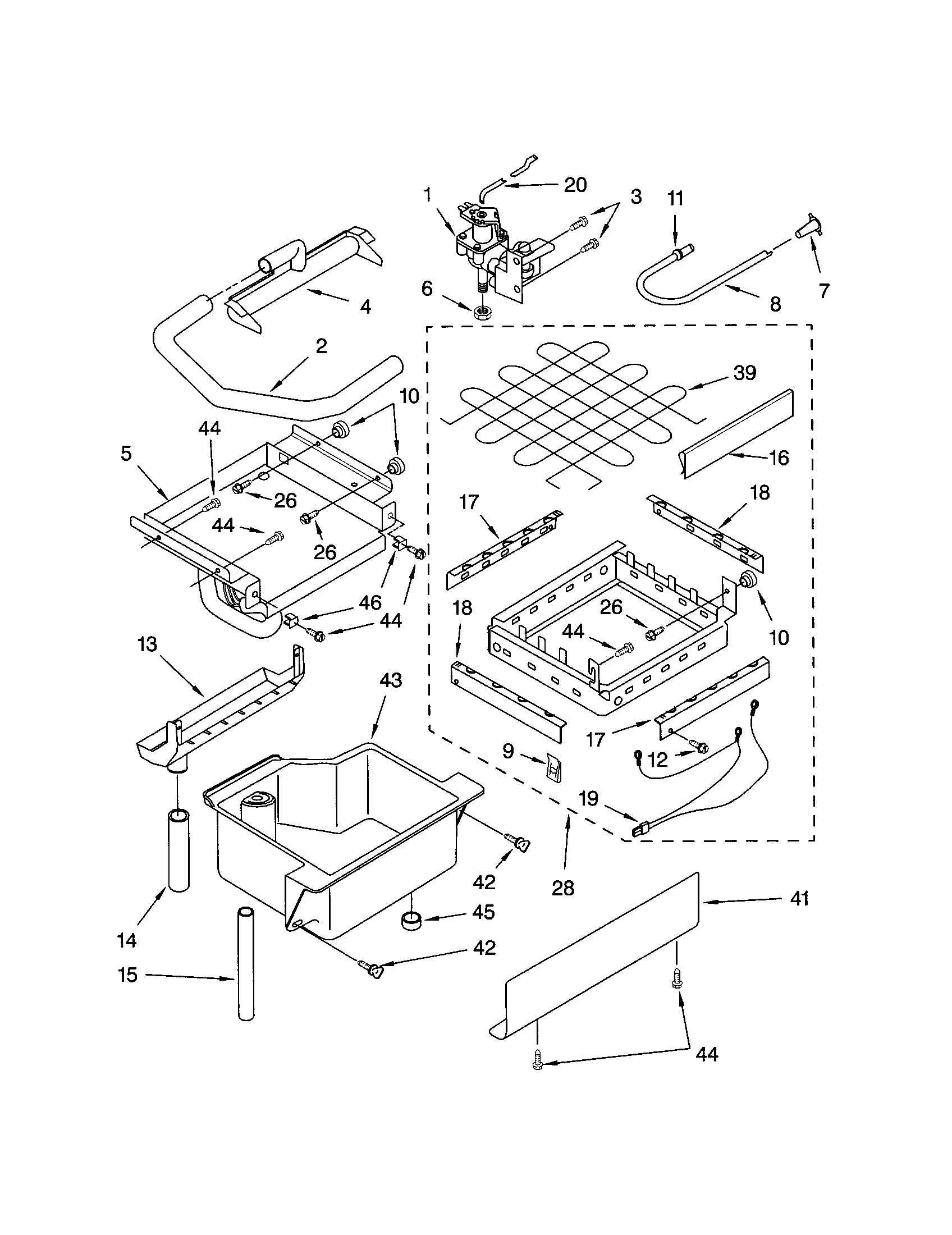 Kenmore 10689489995 evaporator/ice cutter grid/water diagram