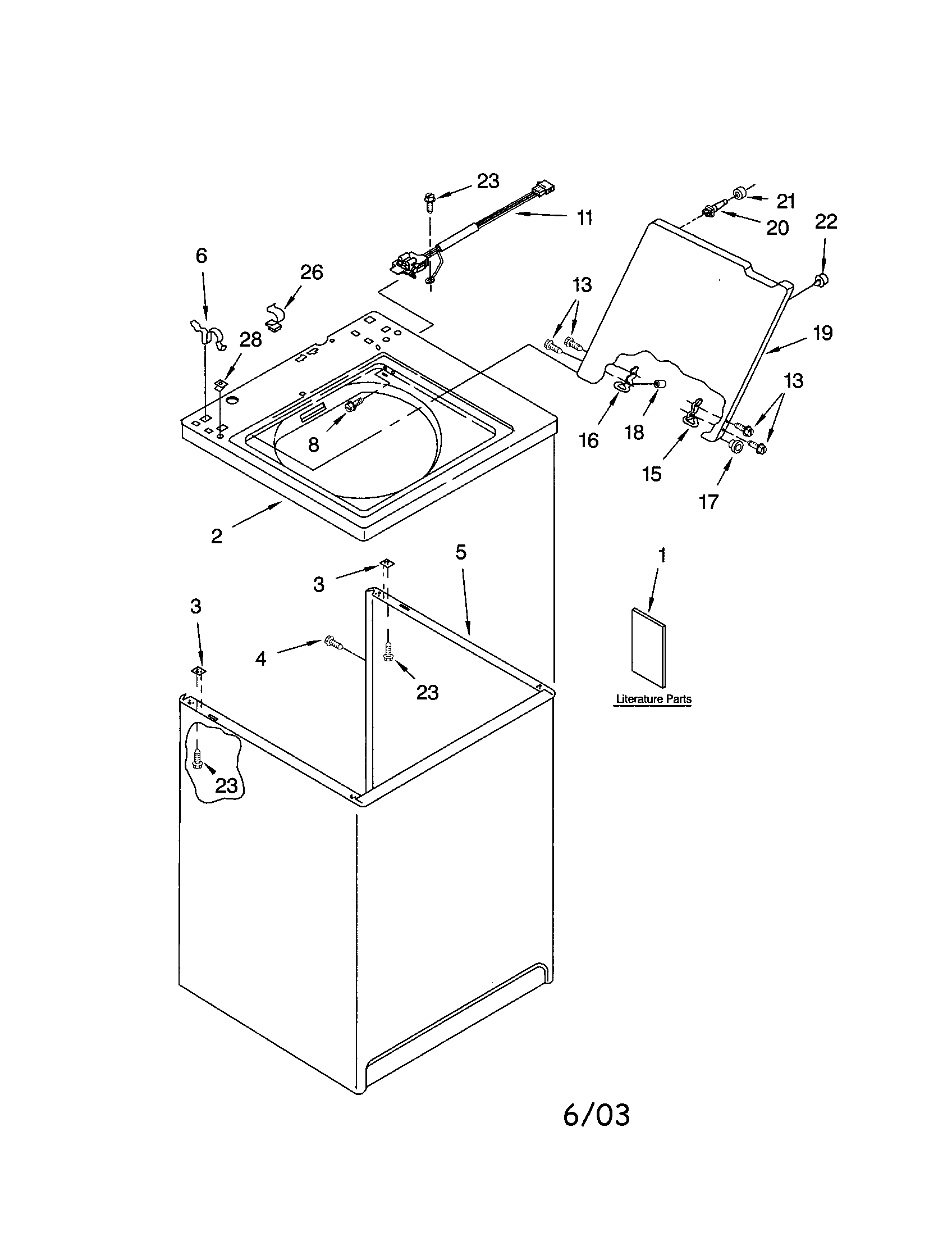 Kenmore 11024292300 top and cabinet diagram