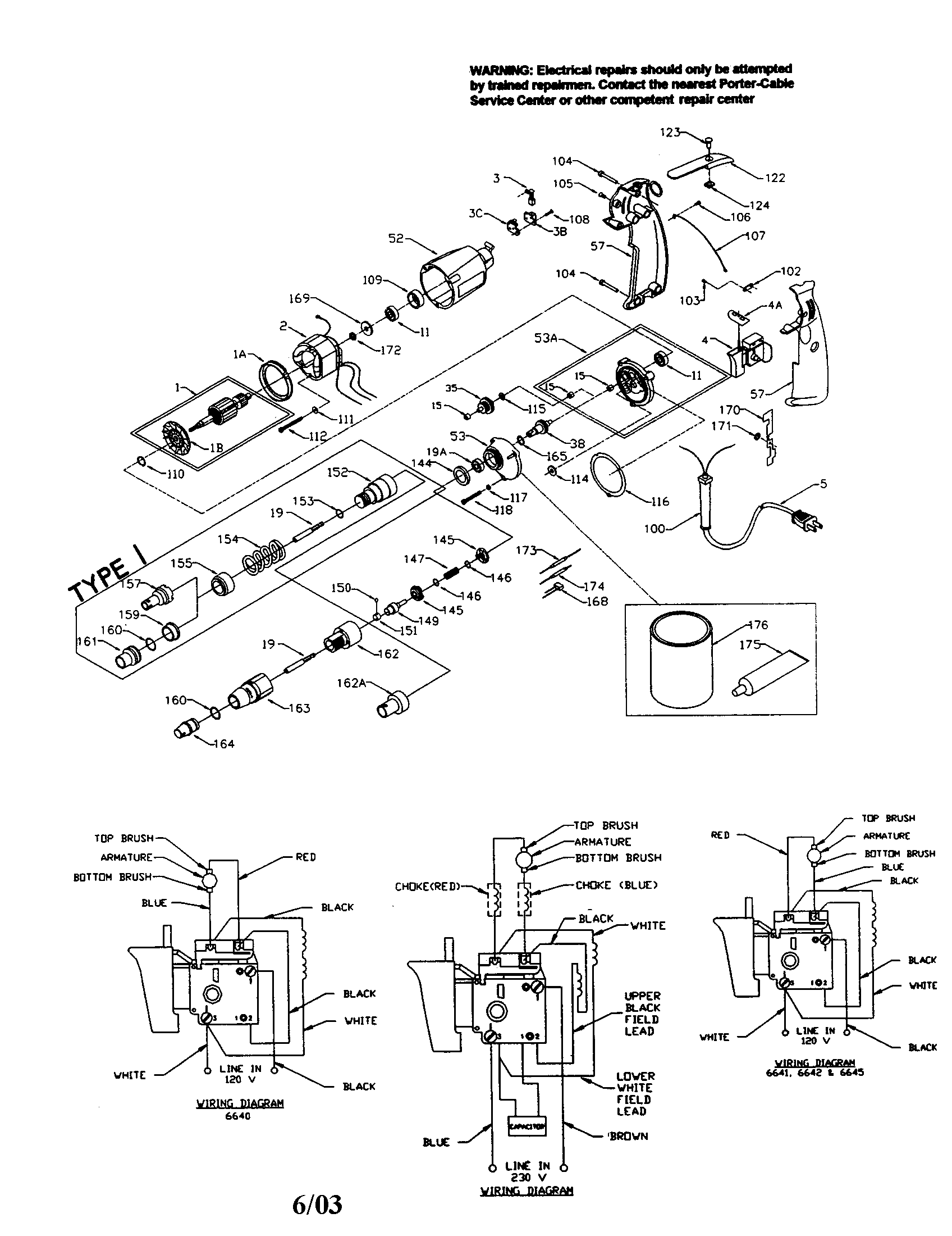 Porter Cable 6641 fastener drivers diagram