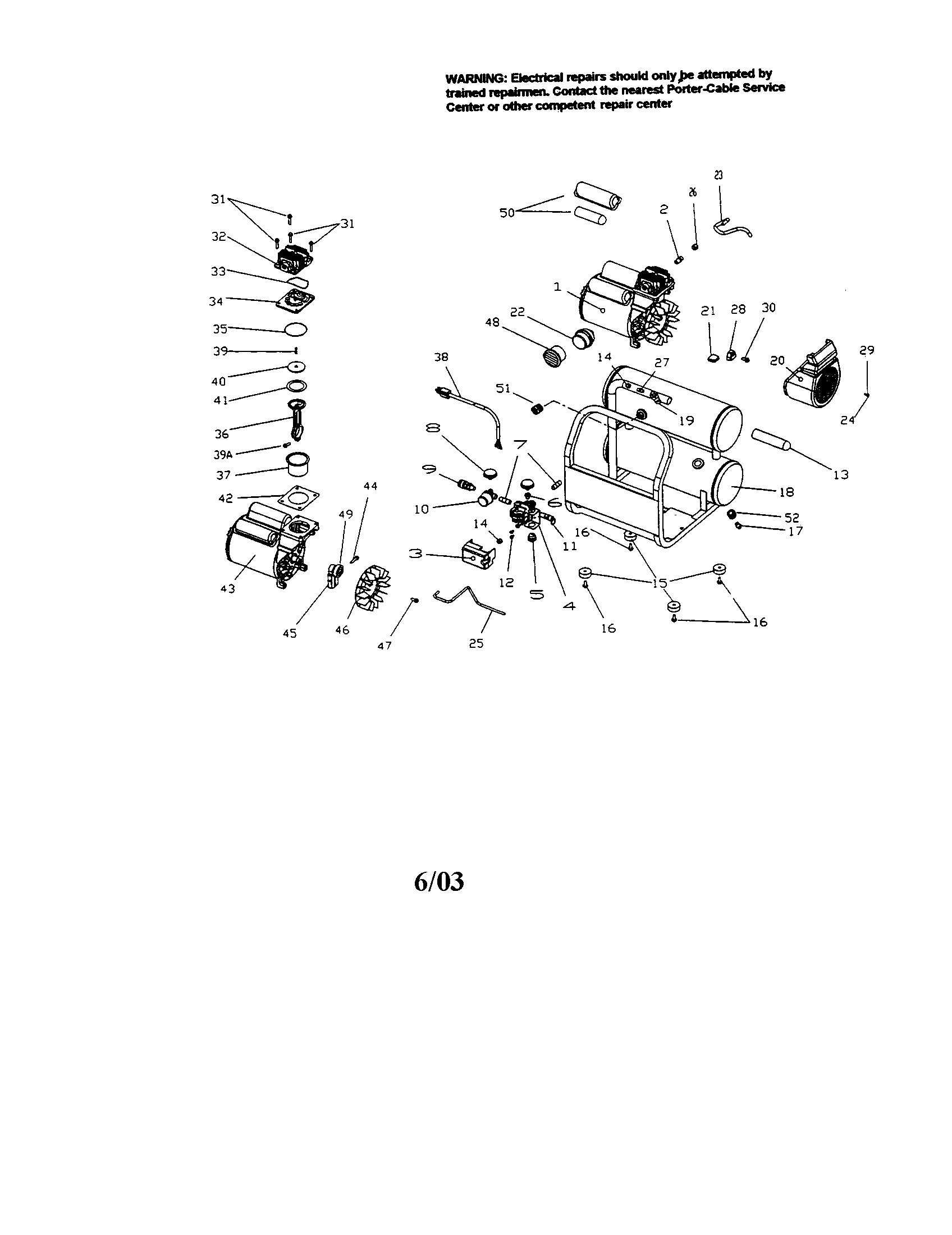 Porter Cable CF2400 side stack compressor diagram