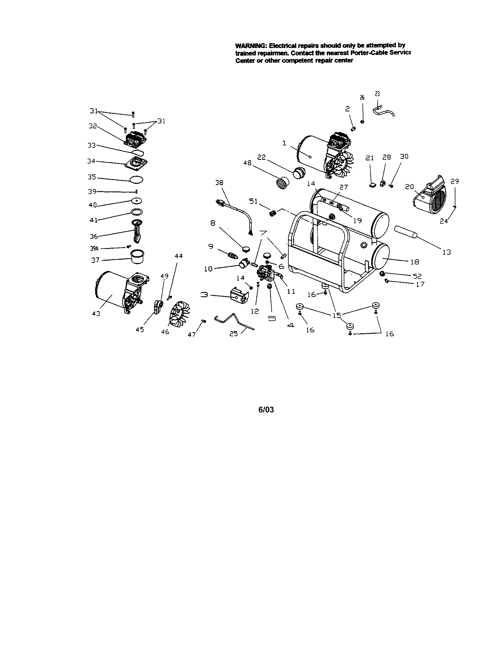 Porter Cable CF1540 side stack compressor diagram