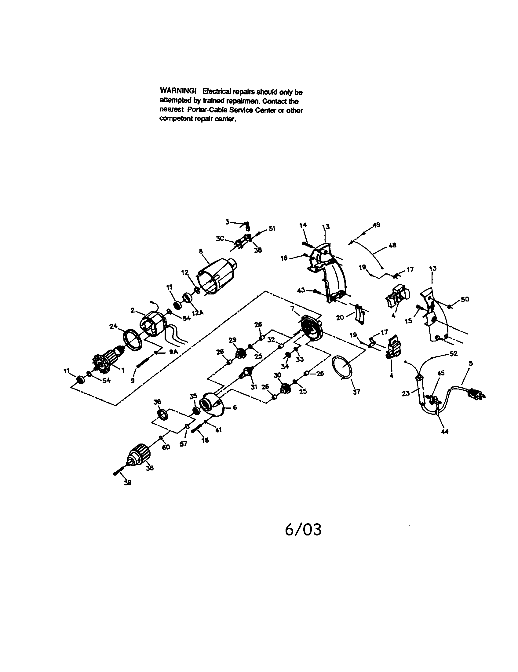 Porter Cable 7511 drill diagram