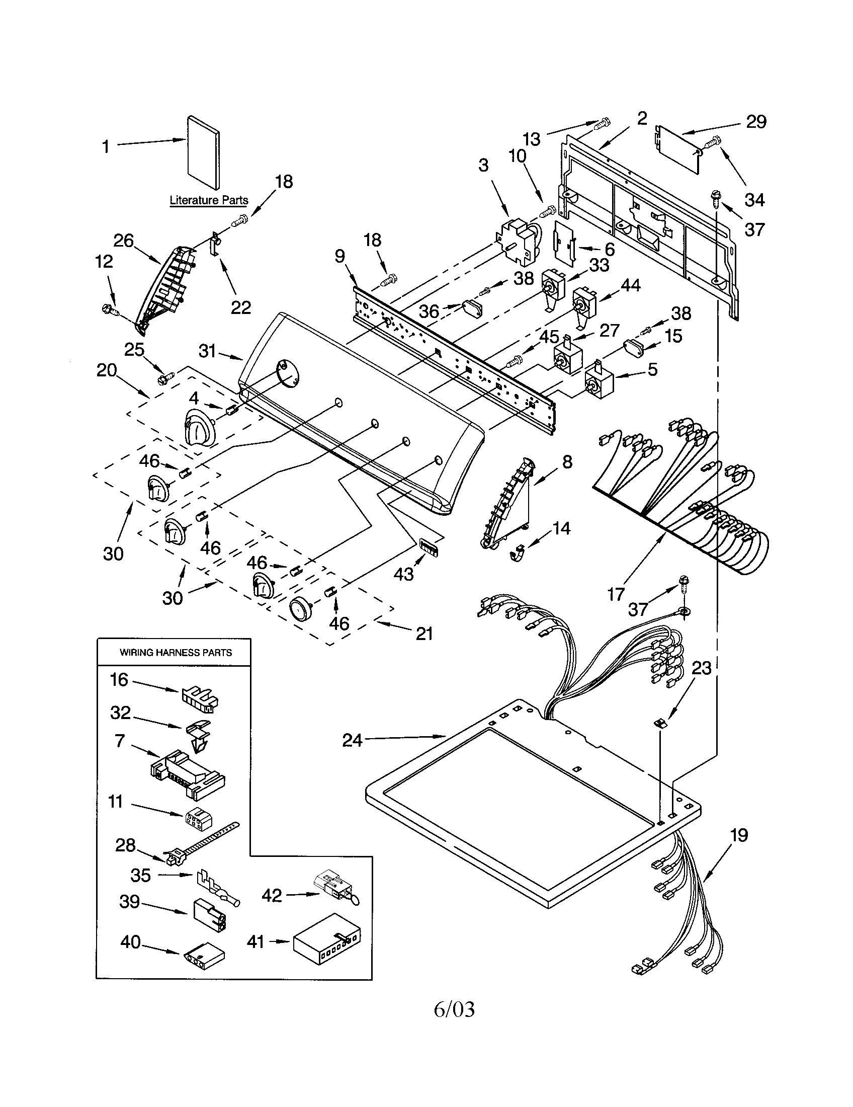 Kenmore 11064972300 top and console diagram