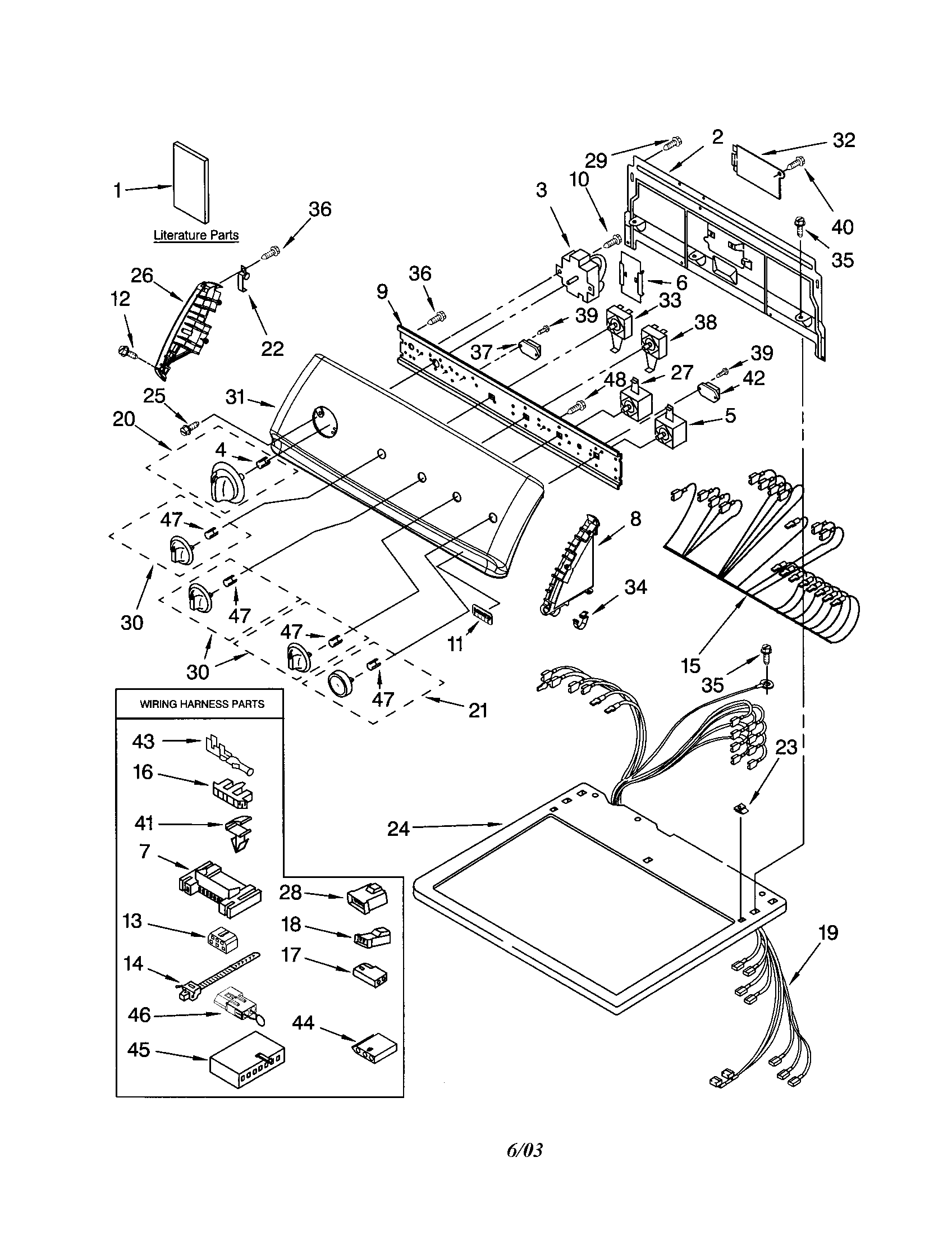Kenmore 11074972300 top and console diagram