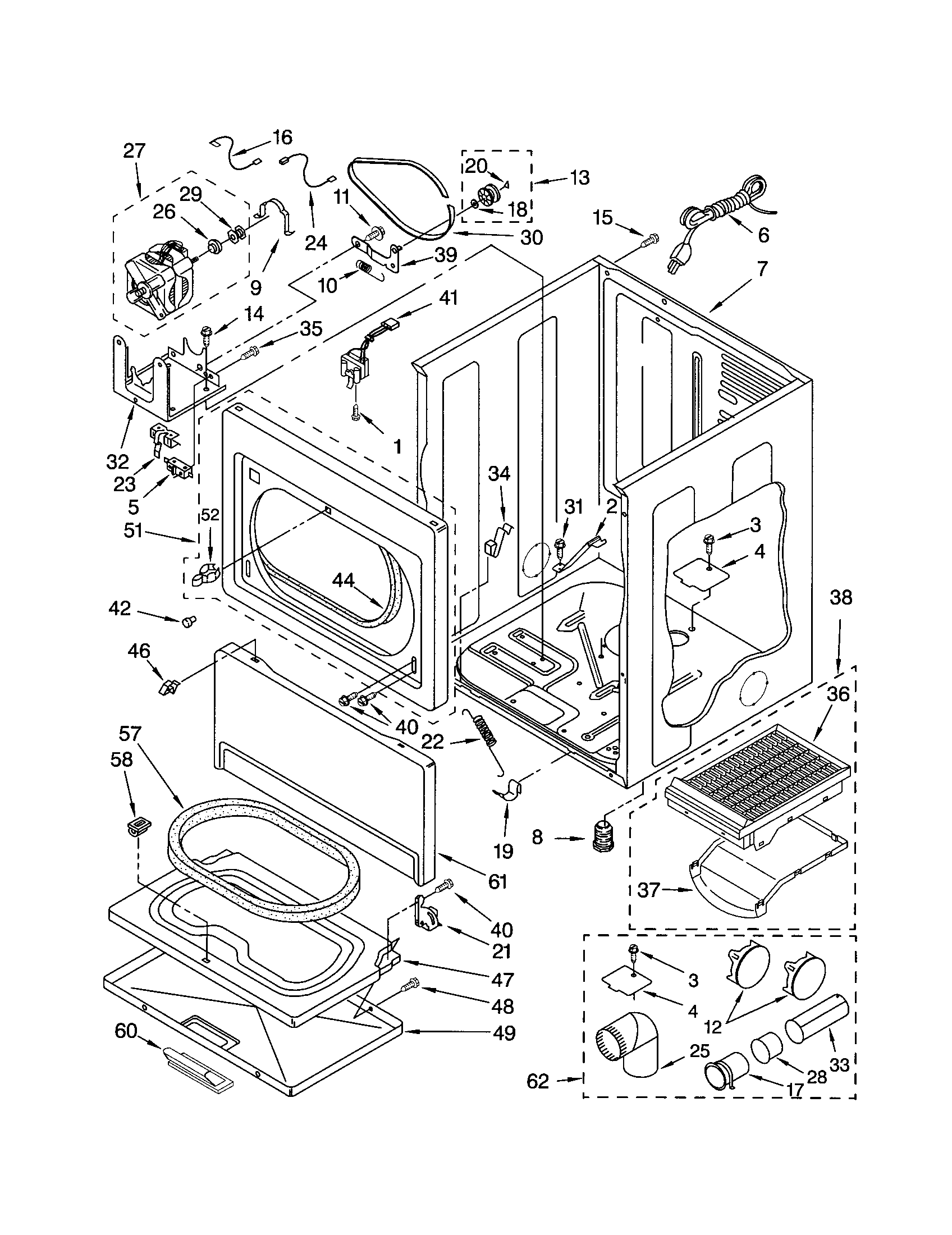 Kenmore 11074972300 cabinet diagram