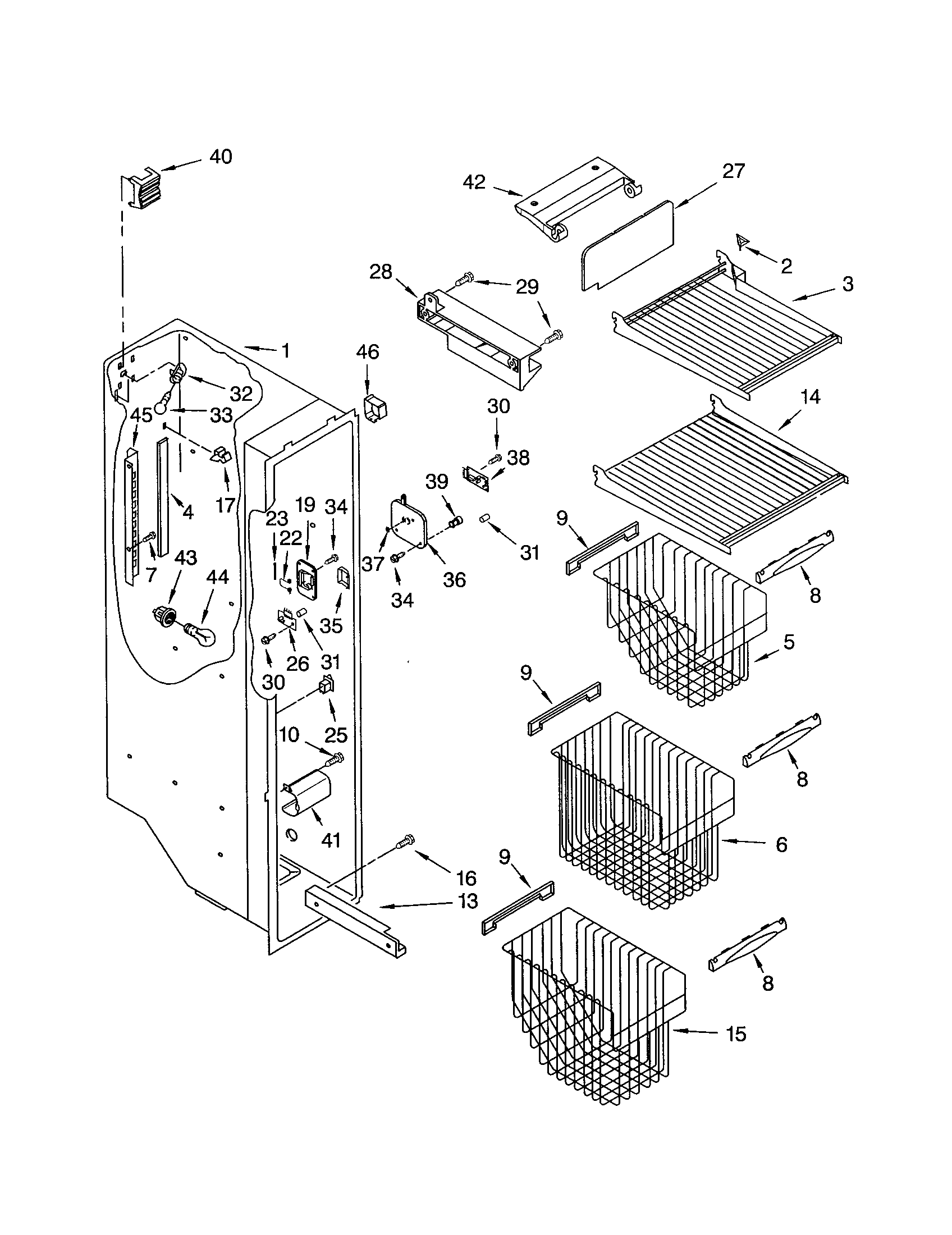 Kenmore 10653604200 freezer liner diagram
