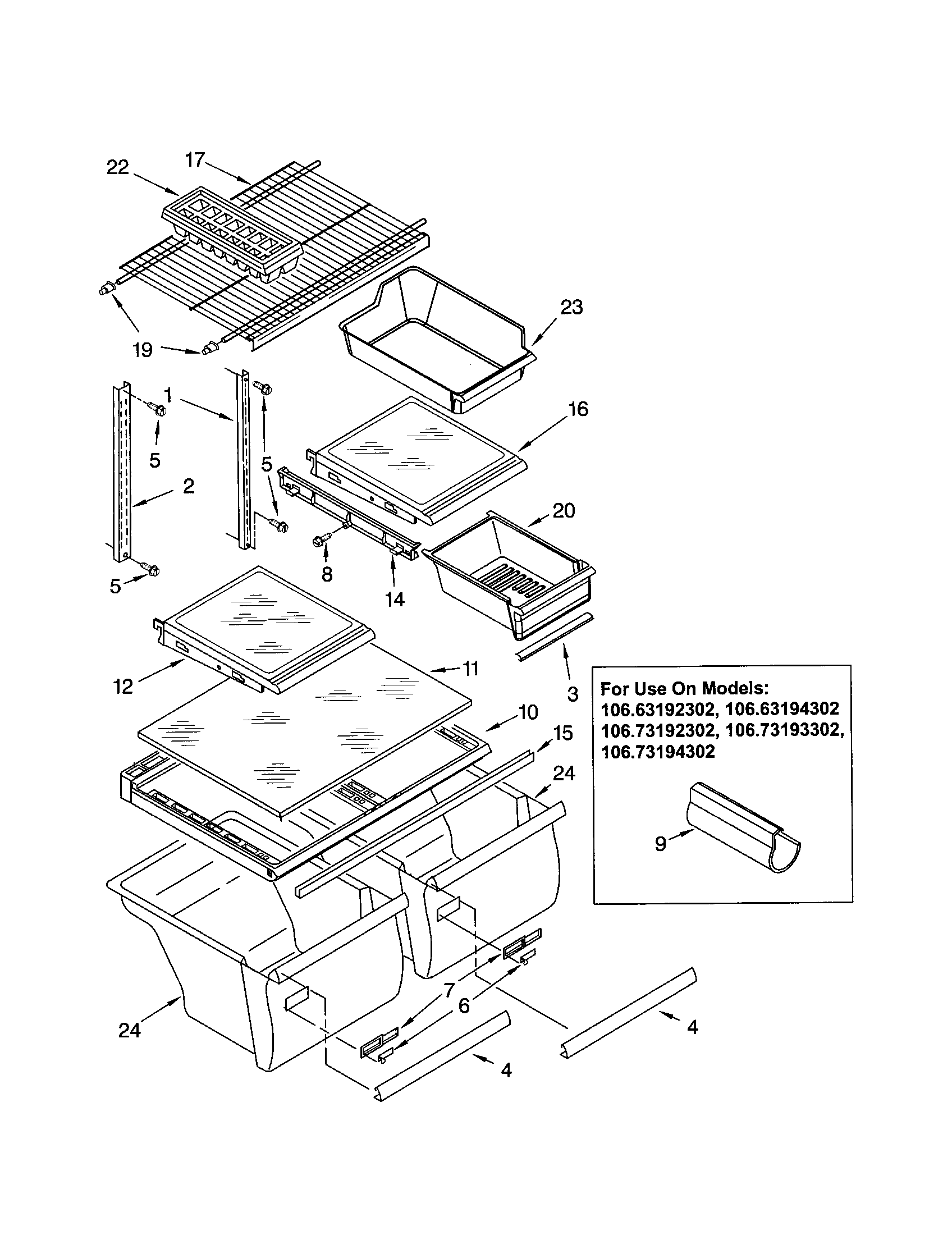 Kenmore 10673193302 shelf diagram