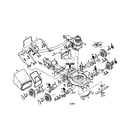 Poulan PP835A engine/handle/housing/wheels/bag diagram