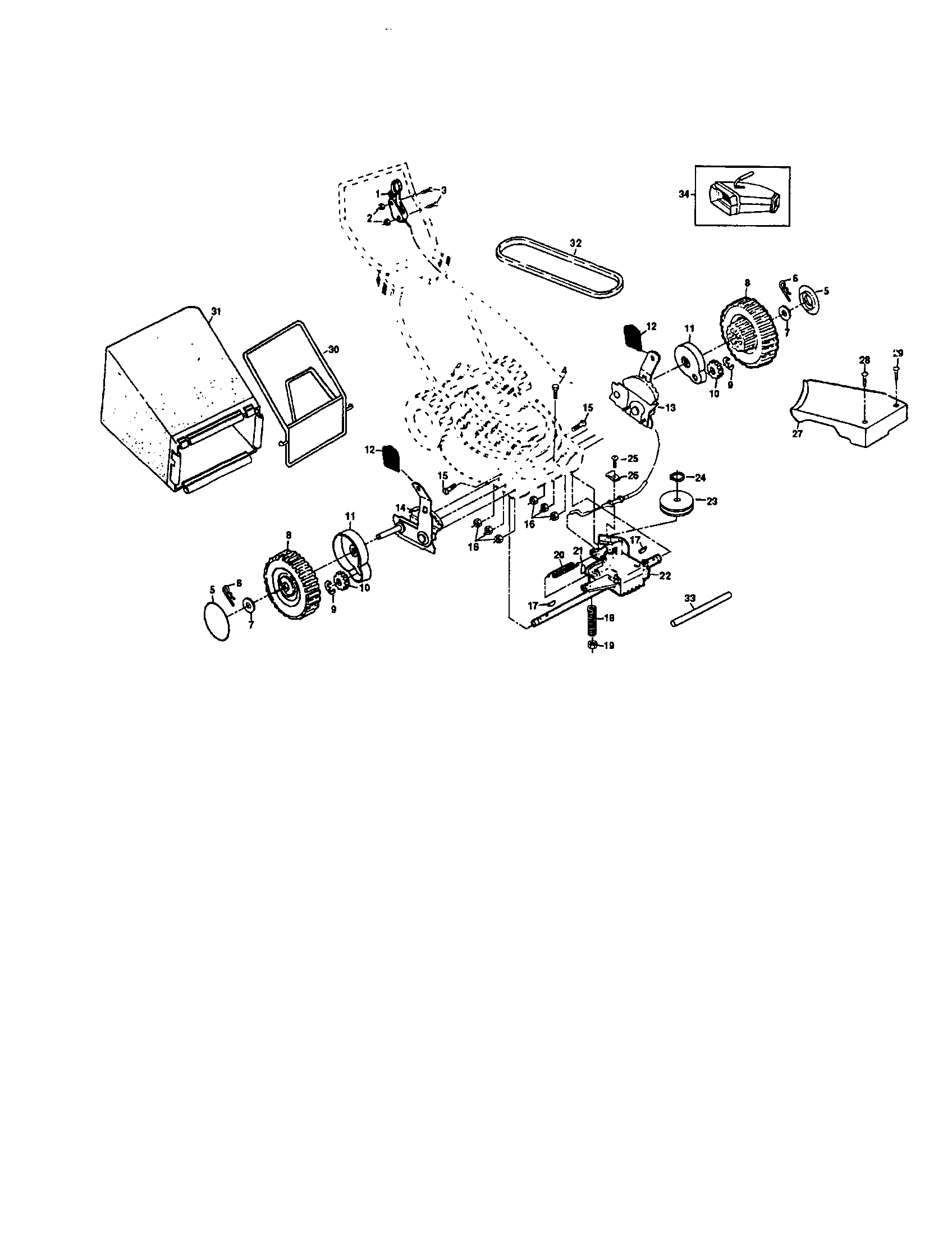 Poulan PP850P engine/housing/handle diagram