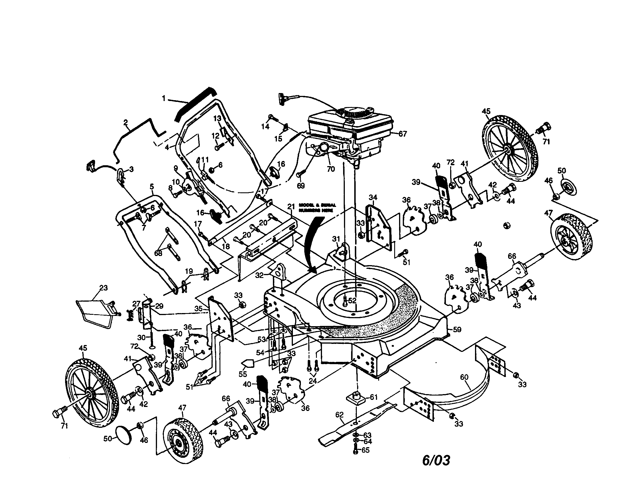 Poulan PP750HWA rotary mower diagram