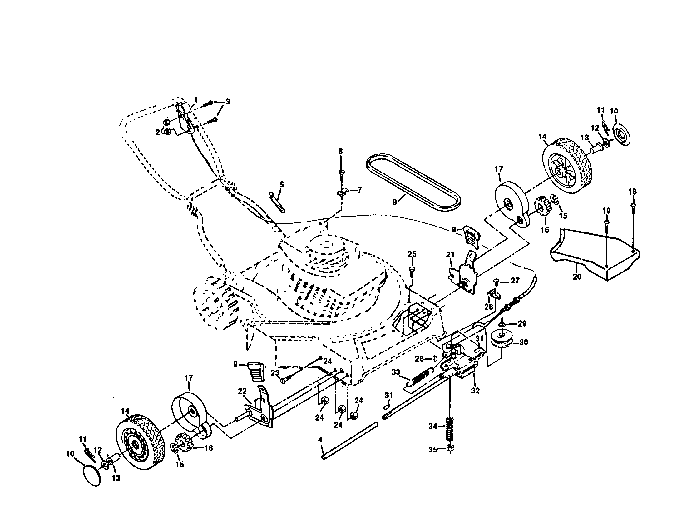 Poulan PP750P wheels/tires/drive cover diagram
