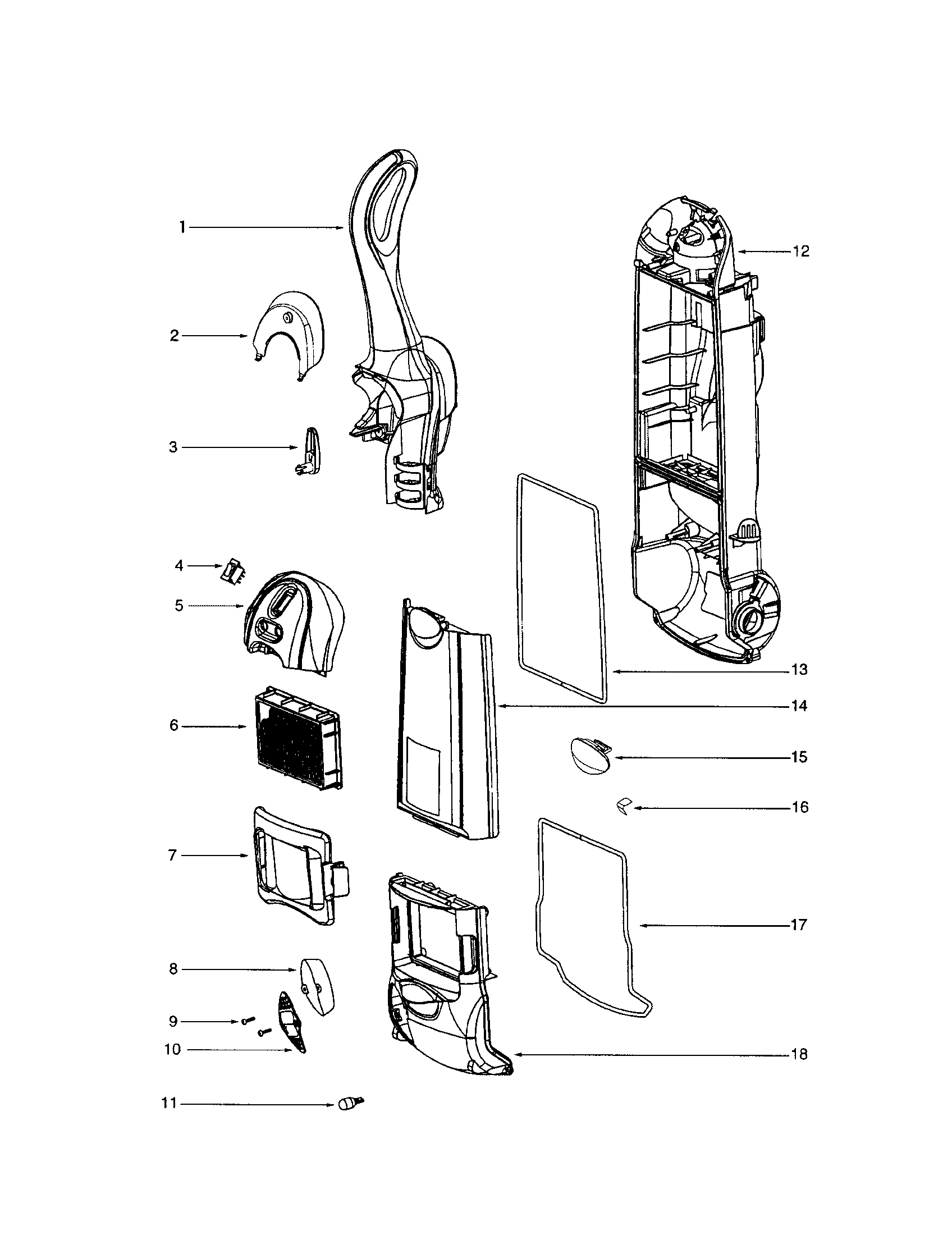 Eureka 4875A handle/housing diagram