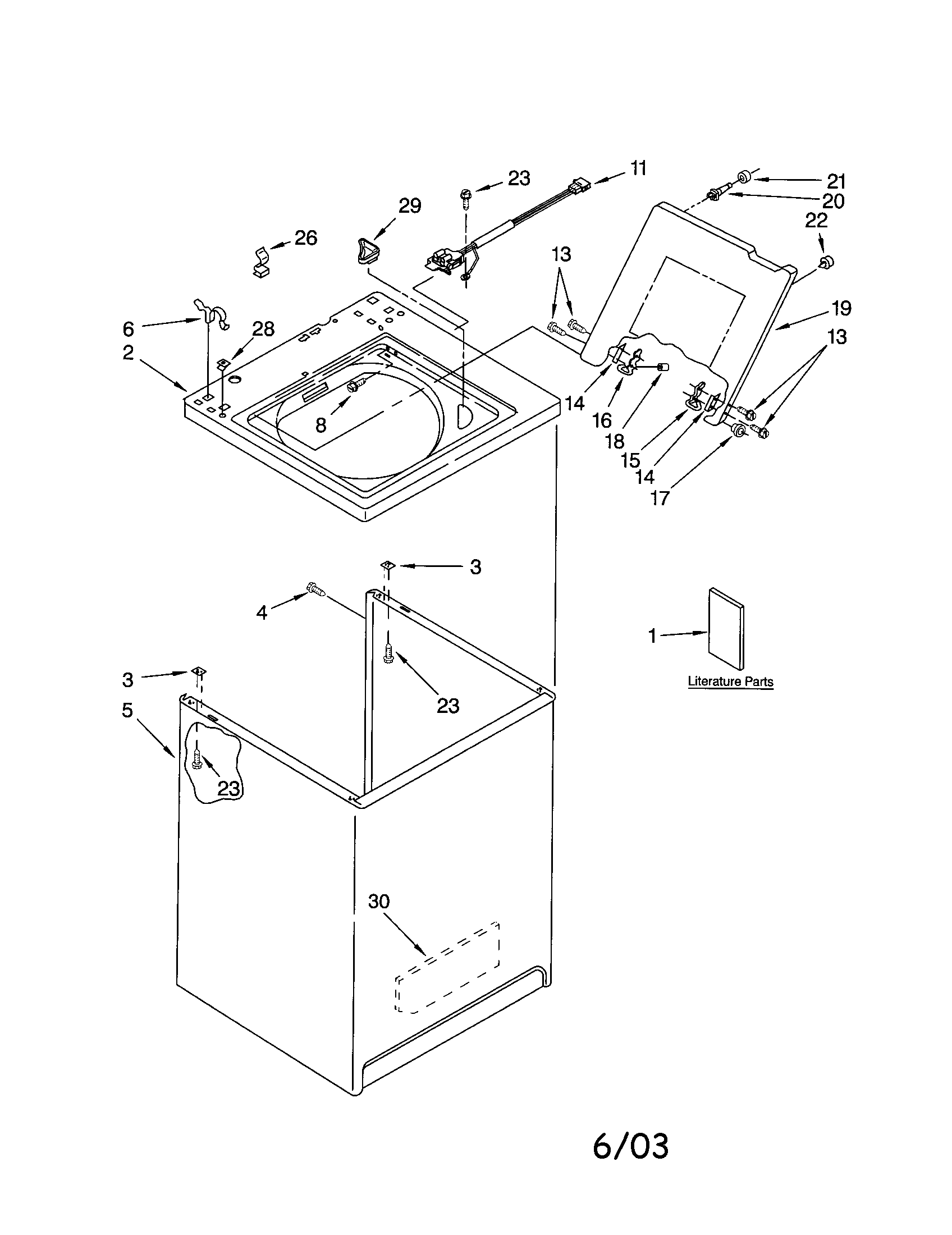 Kenmore 11024852300 top and cabinet diagram