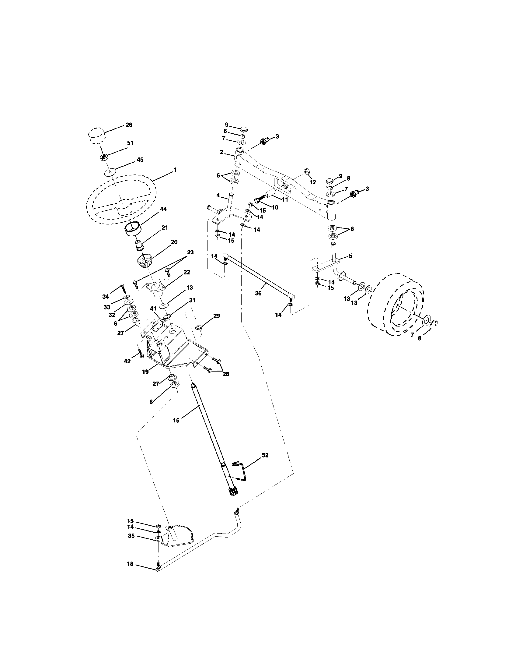 Craftsman 917276011 steering assembly diagram