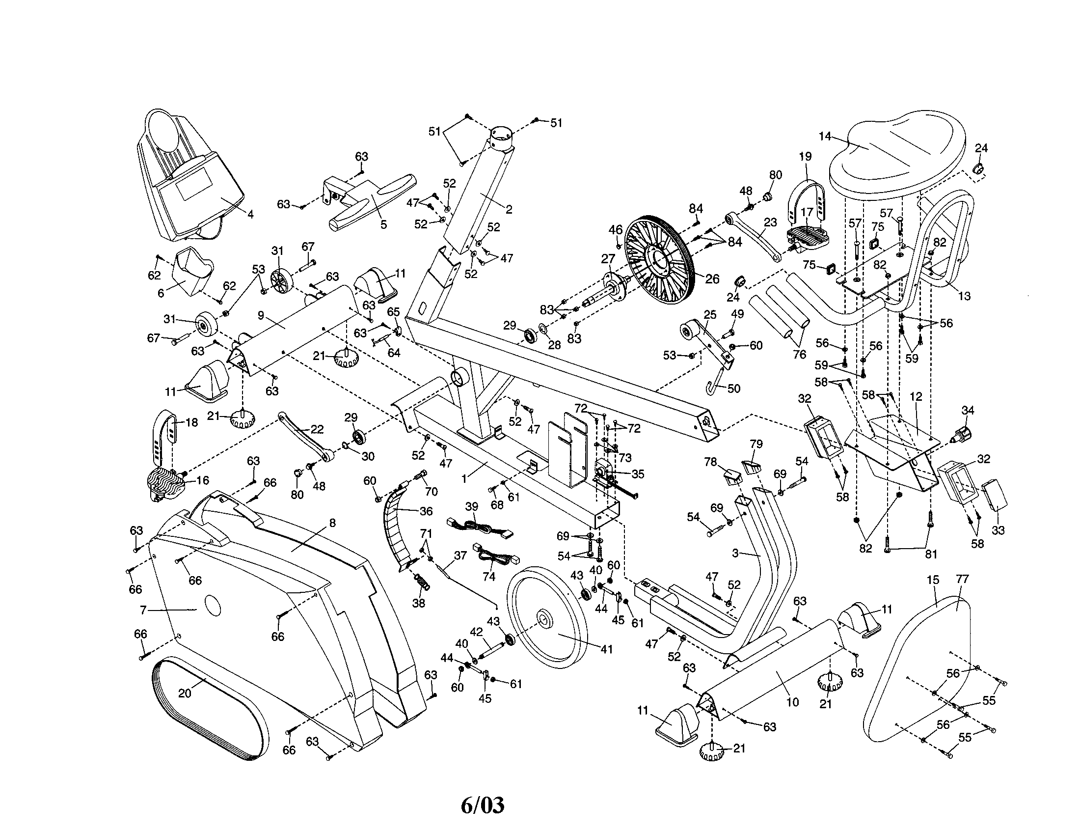 HealthRider HRC06921 seat/frame/console diagram