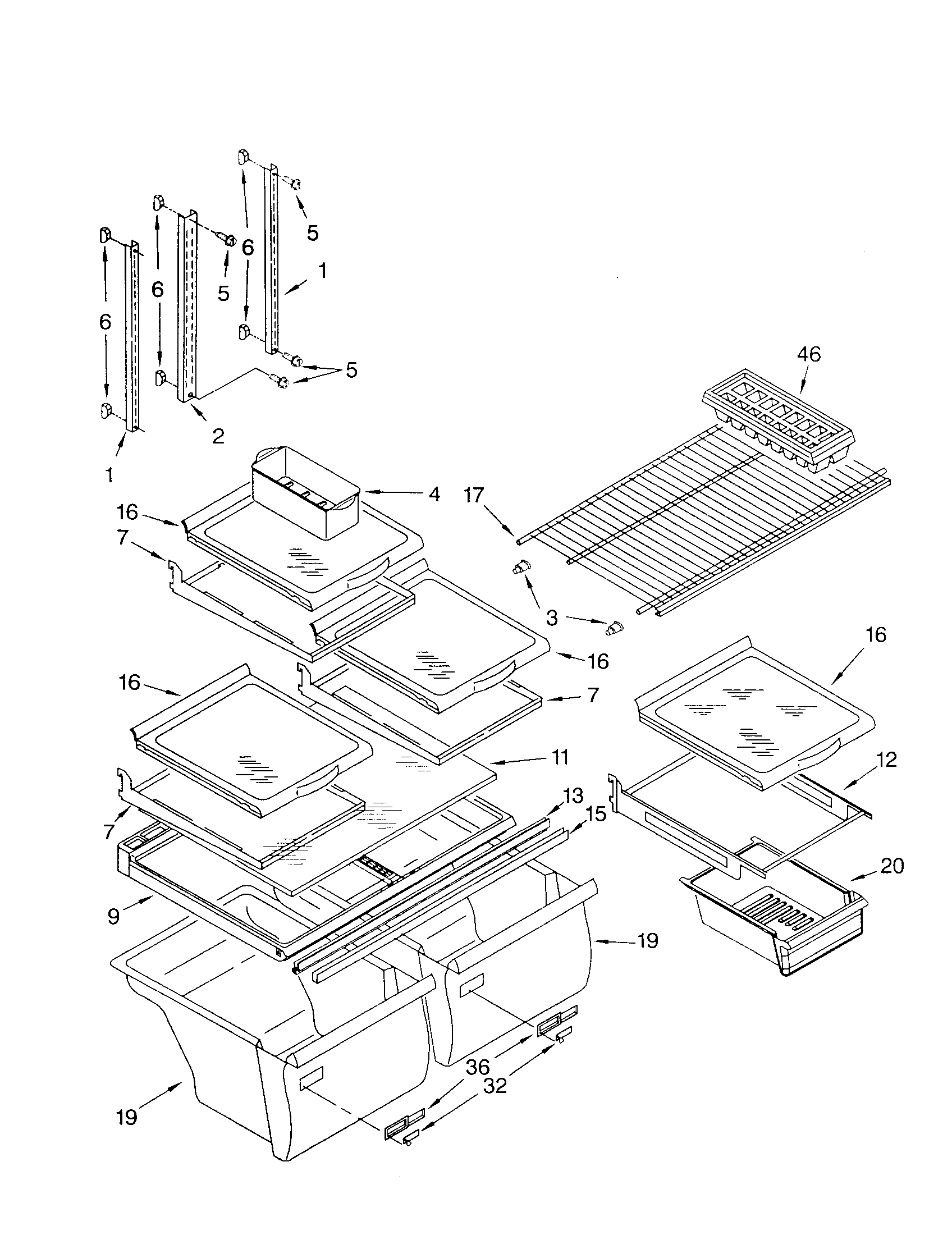 Whirlpool ET22RKXGN01 shelf diagram
