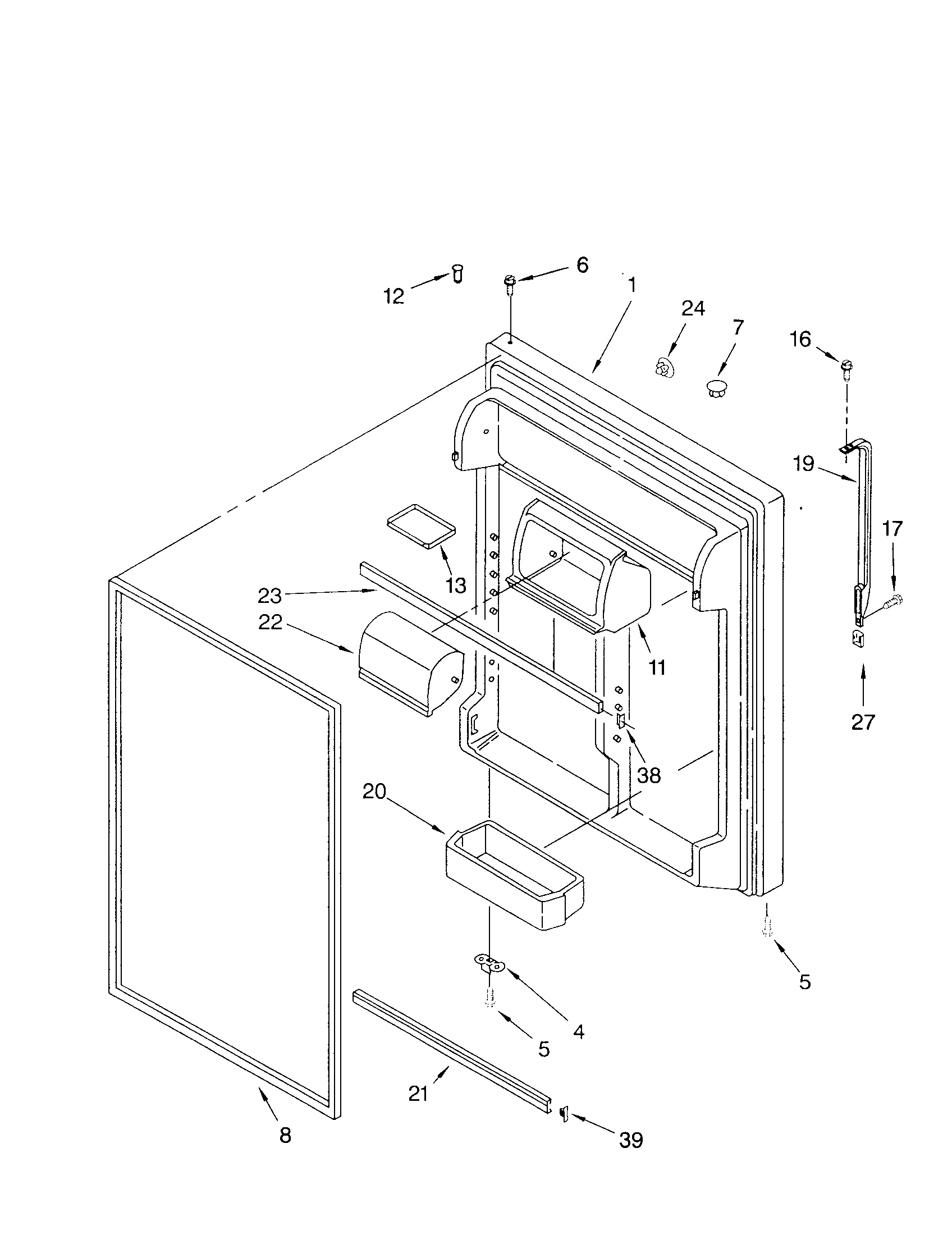Whirlpool ET22RKXGN01 refrigerator door diagram