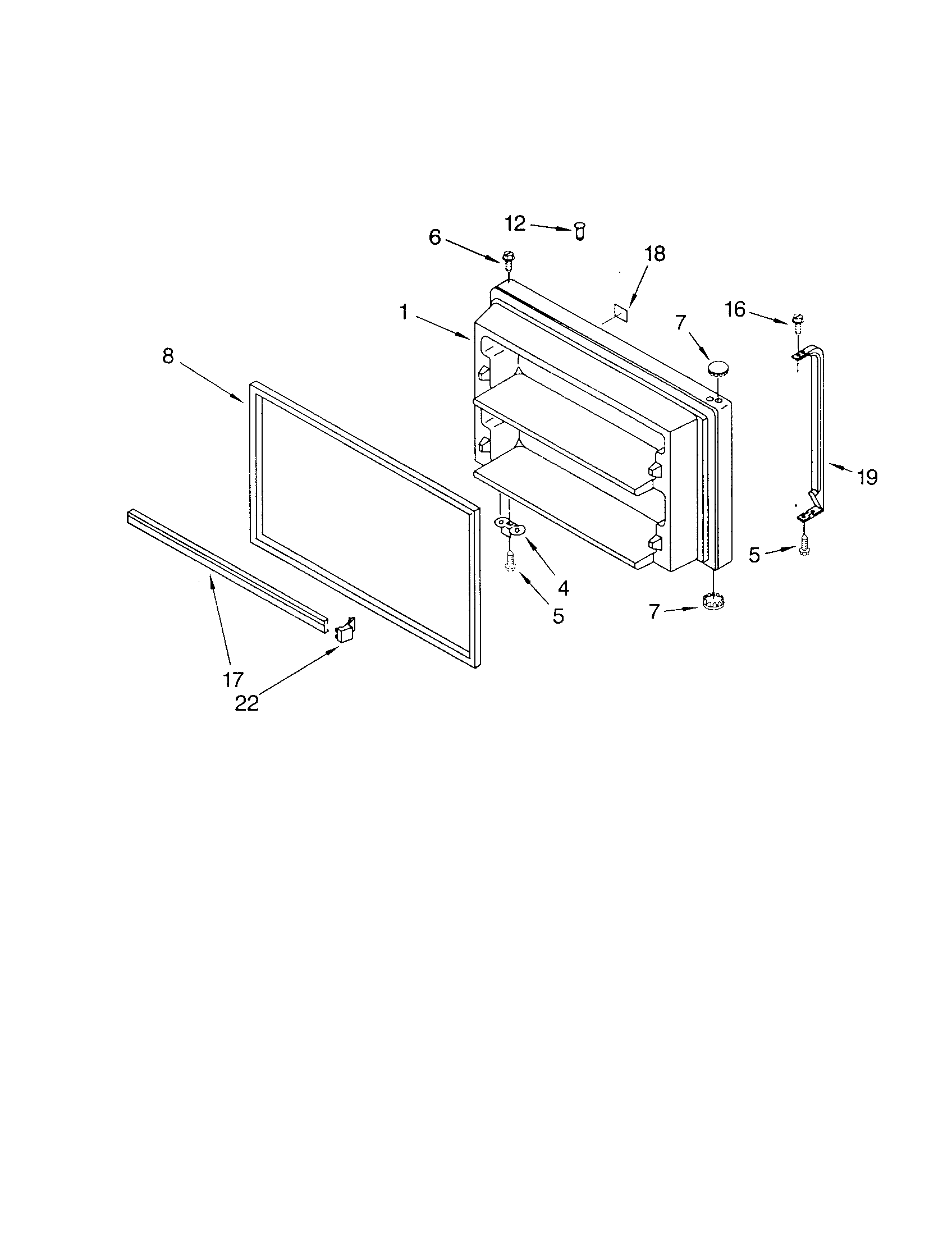 Whirlpool ET22RKXGN01 freezer door diagram