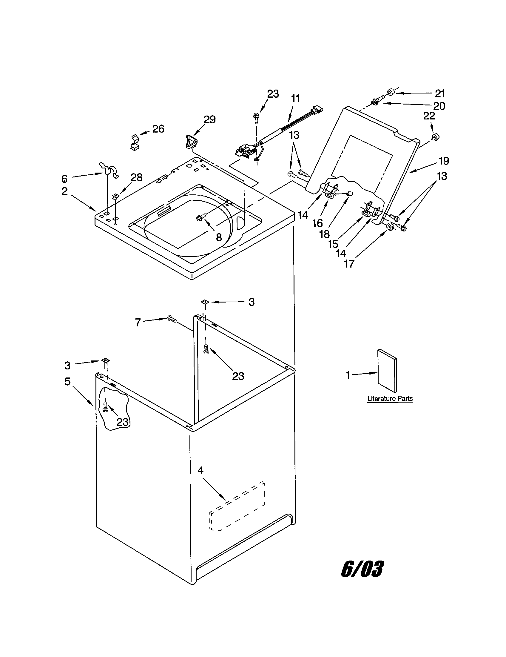 Kenmore 11024872300 top and cabinet diagram